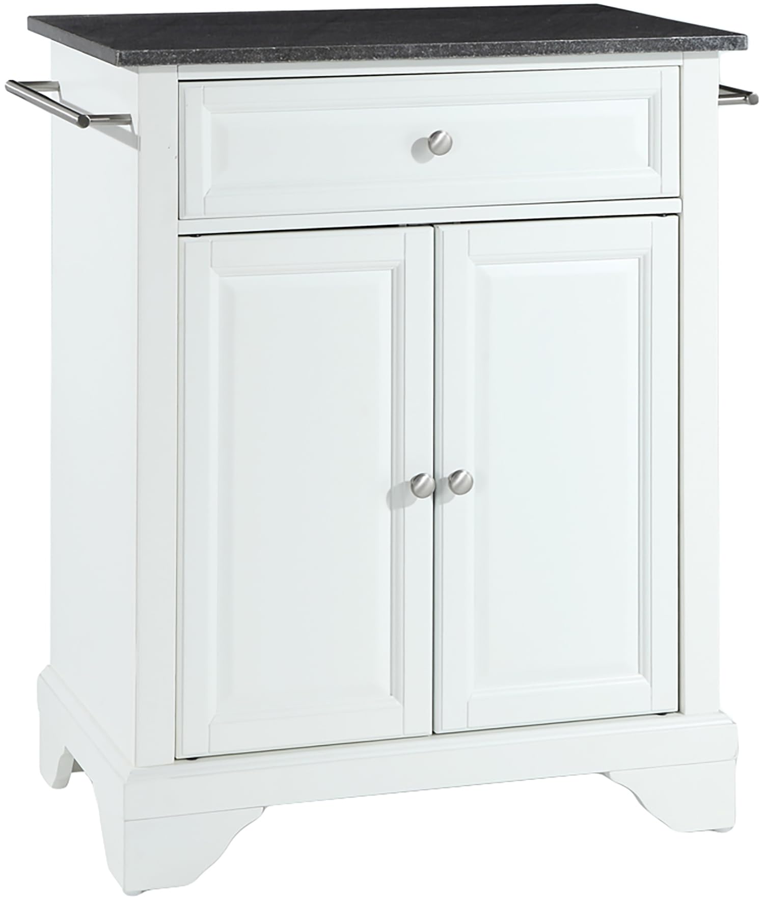 Crosley Lafayette Granite Top Portable Rolling Kitchen Island Cart with Storage - White | Microwave Stand, Small Kitchen Organizer for Compact Spaces, Perfect for Apartments & Small Kitchens