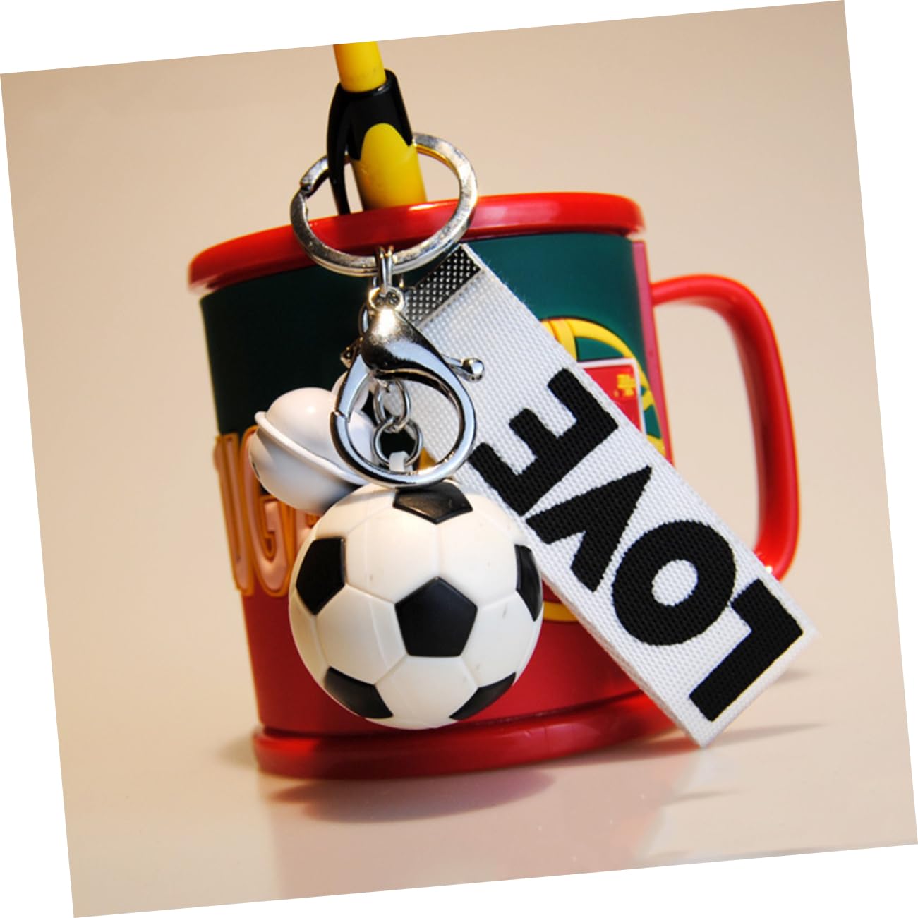 CORHAD 5-Piece Soccer Ball Keychain Set - Sports Fan Keyrings for Football Lovers - Perfect for Gifts, Backpacks & Car Keys (Soccer Accessories)
