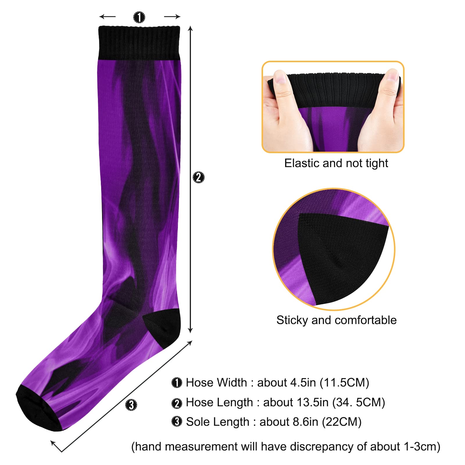 Purple Flames & Smoke Compression Socks for Women & Men - Knee High Calf Support Socks (1 Pair) - Perfect for Running, Travel & Varicose Vein Relief