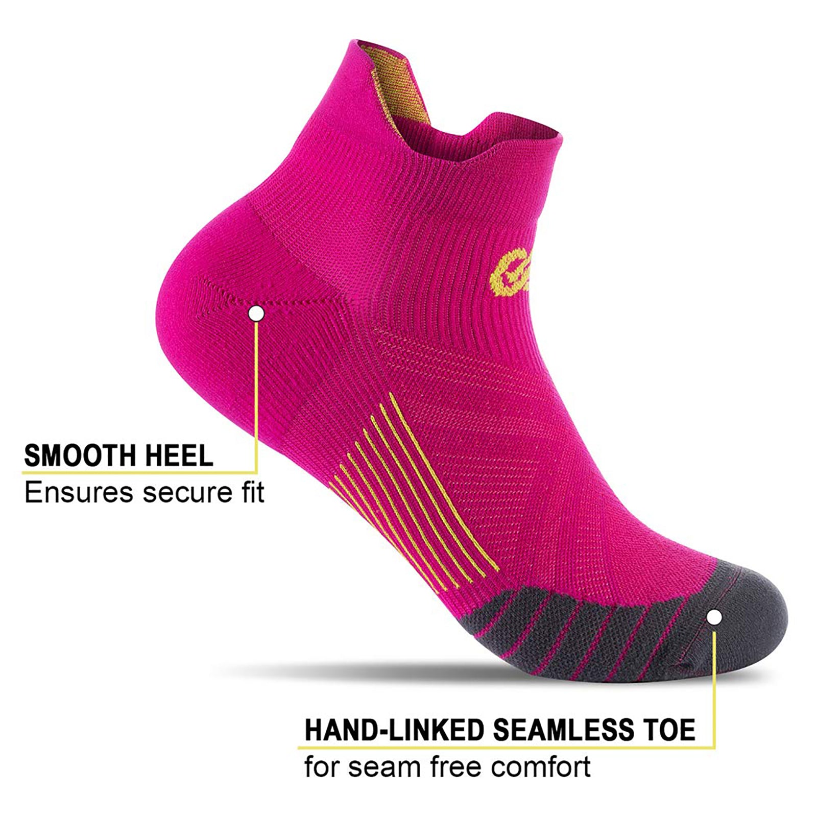 GECKOMAN x PAPLUS Ankle Compression Running Socks for Men & Women - 2 Pairs Pack - Moisture Wicking & Breathable for Marathon, Hiking, Gym Workout & Sports Performance