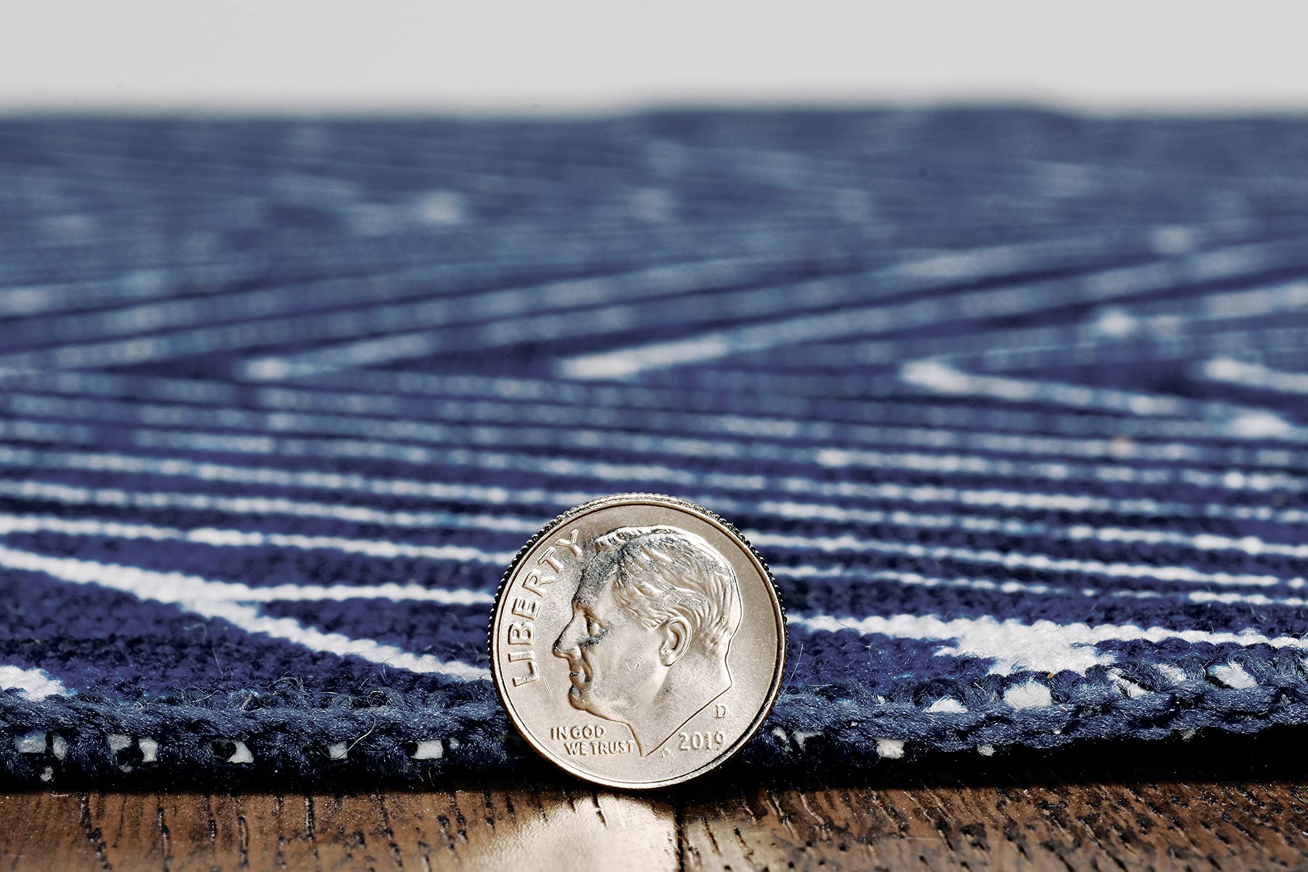 Linon Home Decor Washable Area Rug 5' x 7' - Varishna Blue & Ivory Indoor/Outdoor Rug for Living Room, Bedroom, Patio - Machine Washable & Stain Resistant