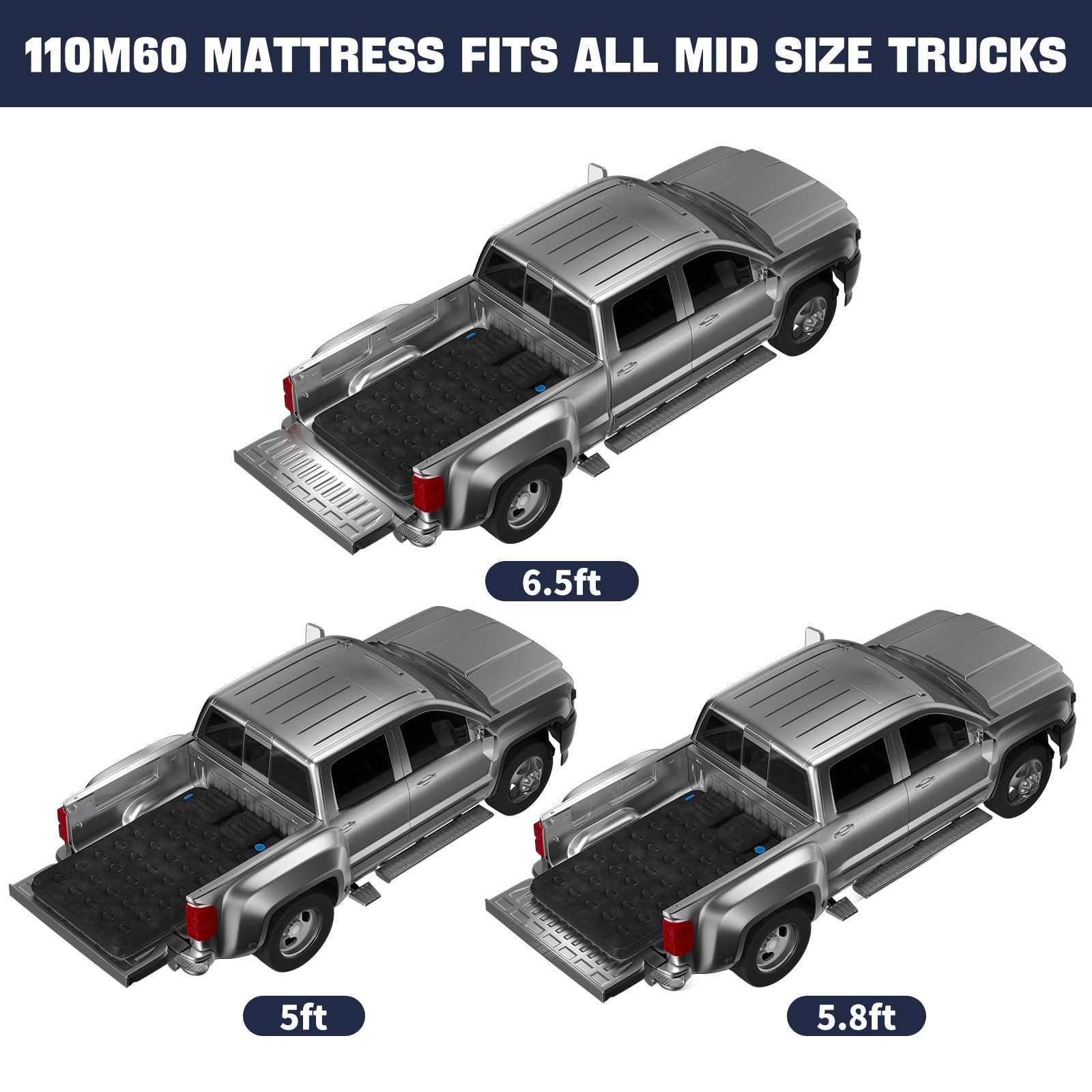 Umbrauto Full-Size Truck Air Mattress for 5.5-6.5 ft Short Beds | Rechargeable Wireless Pump | Camping & Travel Airbed for Pickup Trucks | Perfect for Road Trips, Outdoor Adventures & Backyard Camping