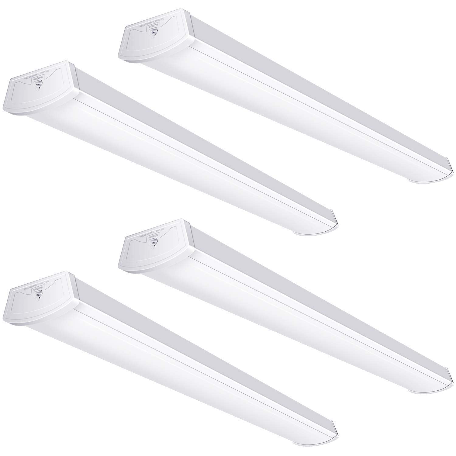 AntLux Linkable 4FT LED Wraparound Shop Light - 40W 4400 Lumens 4000K Flush Mount Garage Lighting - 4 Pack Linear Puff Ceiling Fixture - Fluorescent Tube Replacement - Perfect for Workshops, Garages & Commercial Spaces