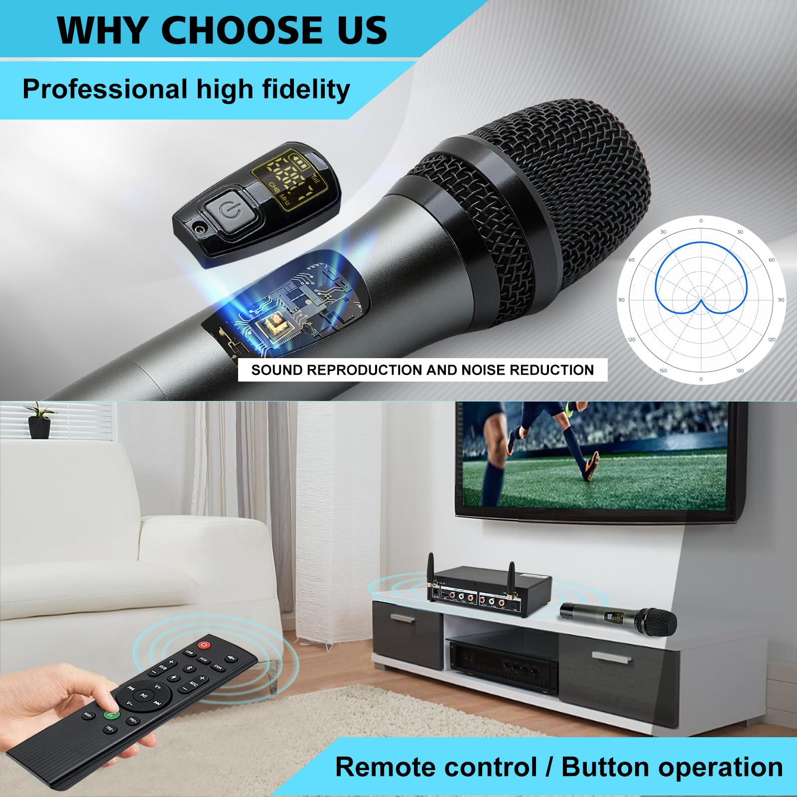 Professional UHF Wireless Microphone System - 2 Handheld Cordless Mics with 200ft Range, Bluetooth Connectivity for Karaoke, DJ, Home KTV, Meetings, Church, Parties & Weddings | Perfect for Live Performances, Events & Entertainment
