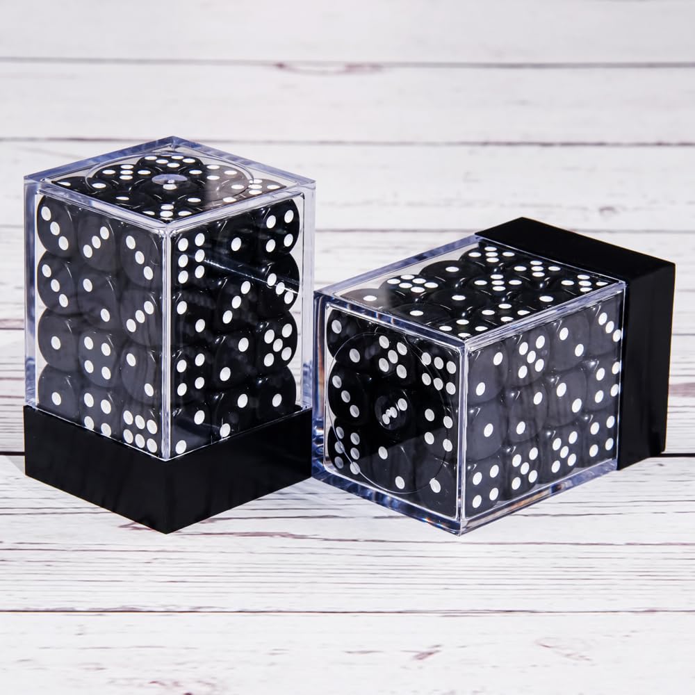 36-Pack 12MM 6-Sided Mini Dice Set - Solid Black Game Dice for Tenzi, Bunco, Math Teaching & Board Games - Includes Portable Plastic Storage Box (Black) - Perfect for Casino Nights, Classroom Activities & Family Game Nights