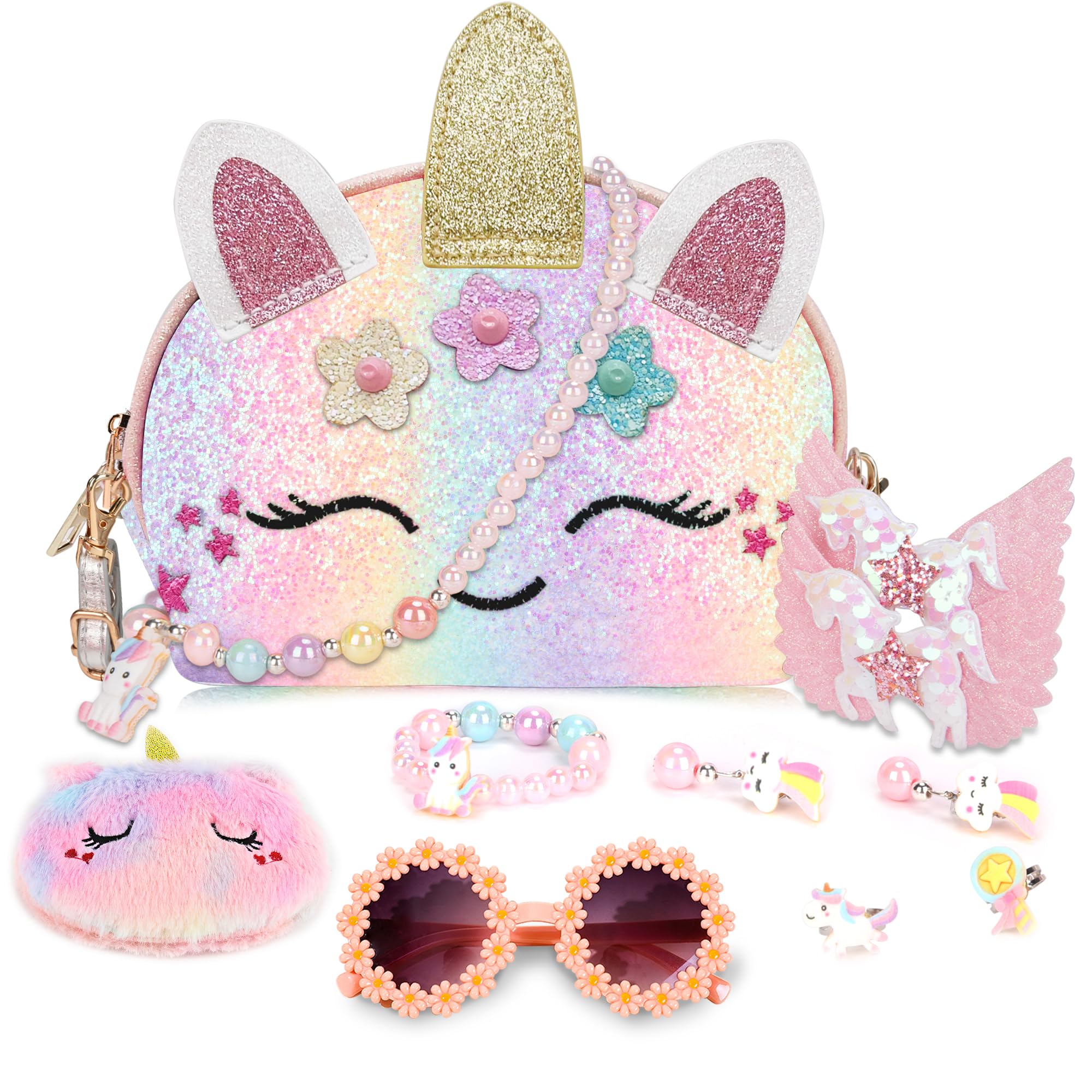 Unicorn Crossbody Purse for Little Girls - Pretend Play Jewelry & Fashion Accessories - Perfect Birthday Gift for Kids - Ideal for Dress-Up, Parties & Everyday Use