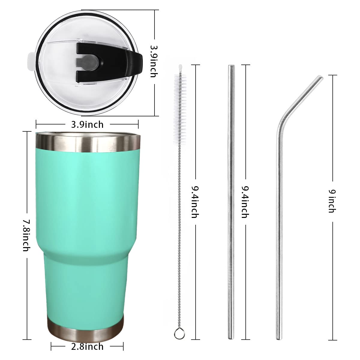SYACOT 30oz Stainless Steel Tumbler - Double Wall Vacuum Insulated Travel Mug with Leak-Proof Lid, Metal Straw & Cleaning Brush - Keeps Drinks Hot/Cold for Hours - Perfect for Coffee, Iced Tea, Hiking, Camping & Office Use
