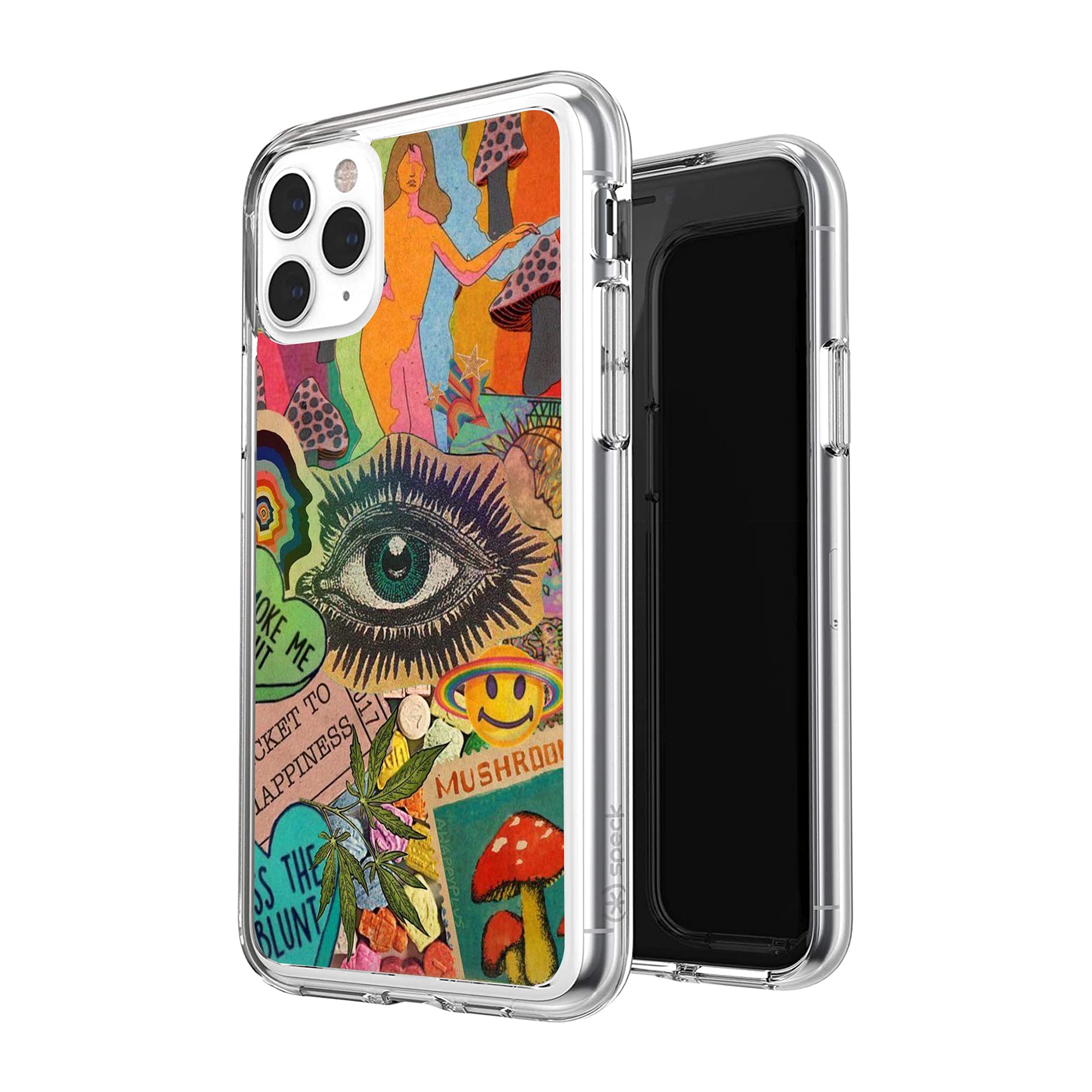 Trippy Psychedelic Mushroom iPhone 11 Case - Colorful Shroom Art Protective TPU Cover for Women & Girls | Shockproof Clear Phone Case for Hippie Style, Music Festivals & Boho Lovers