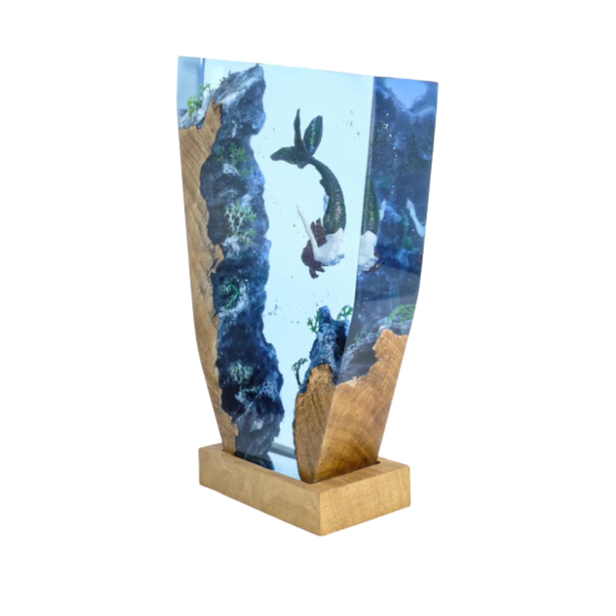 Mermaid Epoxy Resin Lamp - Deep Sea Ocean Night Light for Home Decor, Unique Gift for Lovers (8x5 Inch) | Perfect for Bedroom, Living Room & Romantic Gifts