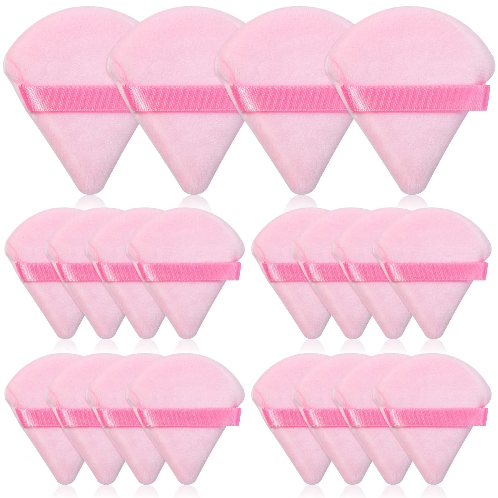 Thrilez 20pcs Triangle Powder Puff - Premium Loose & Pressed Powder Sponge Applicator for Face & Eye Makeup - Soft Pink Makeup Puff for Setting Powder, Foundation & Blending - Perfect for Travel & Professional Makeup Kits