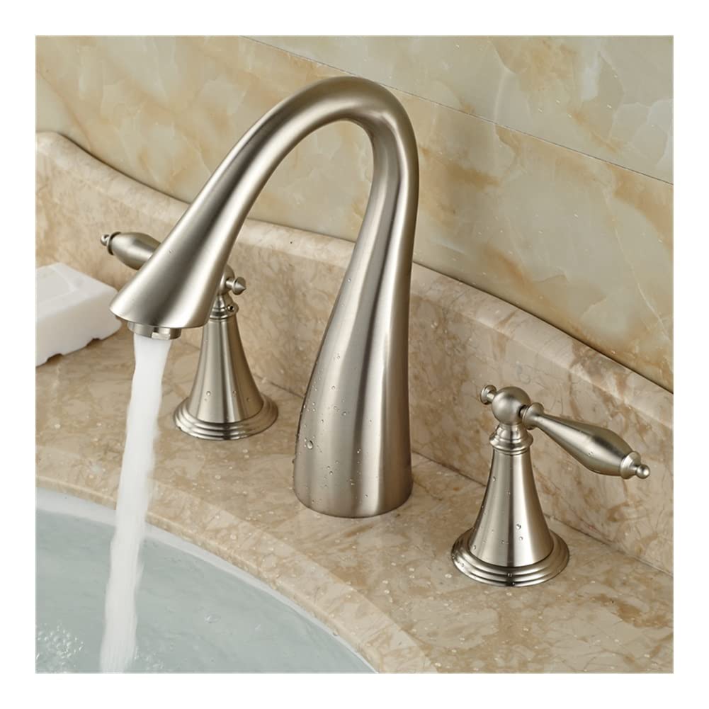 Creative 2-Handle Bathroom Faucet - Brushed Nickel Sink Mixer Tap for Hot/Cold Water - Perfect for Modern Vanities
