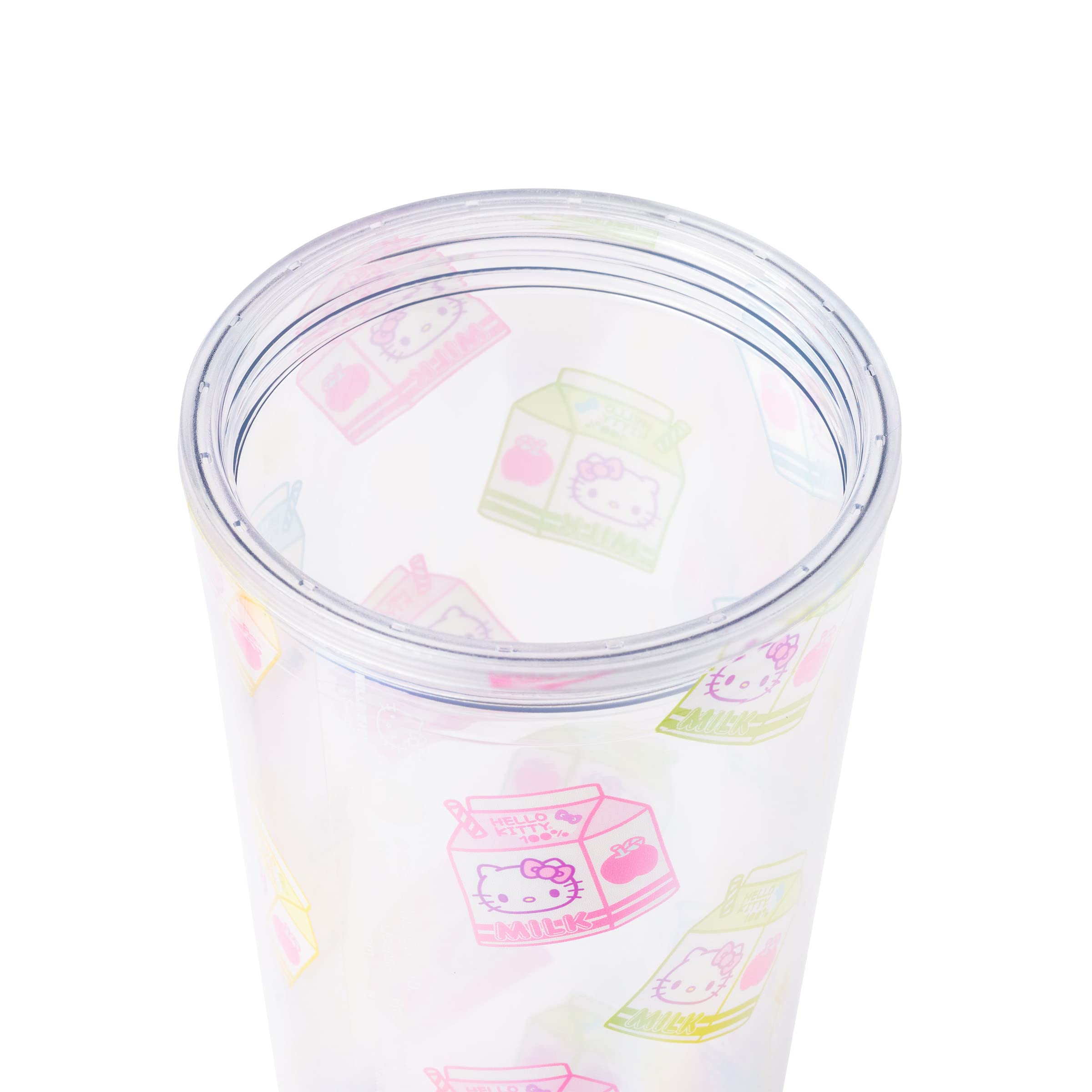 Sanrio Hello Kitty 24oz Plastic Boba Tumbler with Lid & Wide Straw - Cute Milk Carton Design for Bubble Tea, Iced Coffee & Summer Drinks | Kawaii Aesthetic Cup for School, Office & Travel