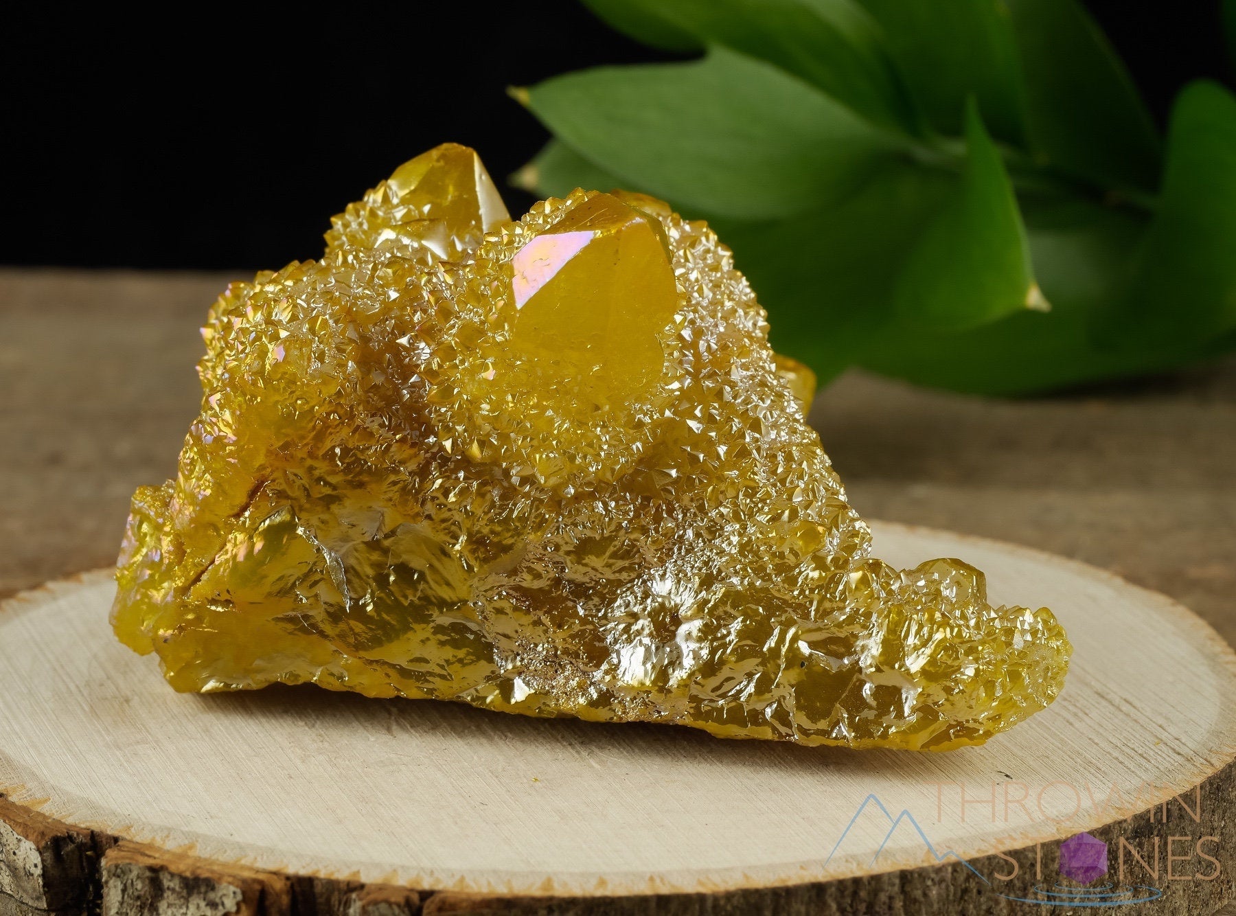 AURA QUARTZ Sunshine Yellow Rainbow Quartz Crystal Cluster - Natural Spirit Quartz for Healing, Meditation & Metaphysical Use - Perfect Crystal Decor for Home, Office & Spiritual Spaces (R0523)