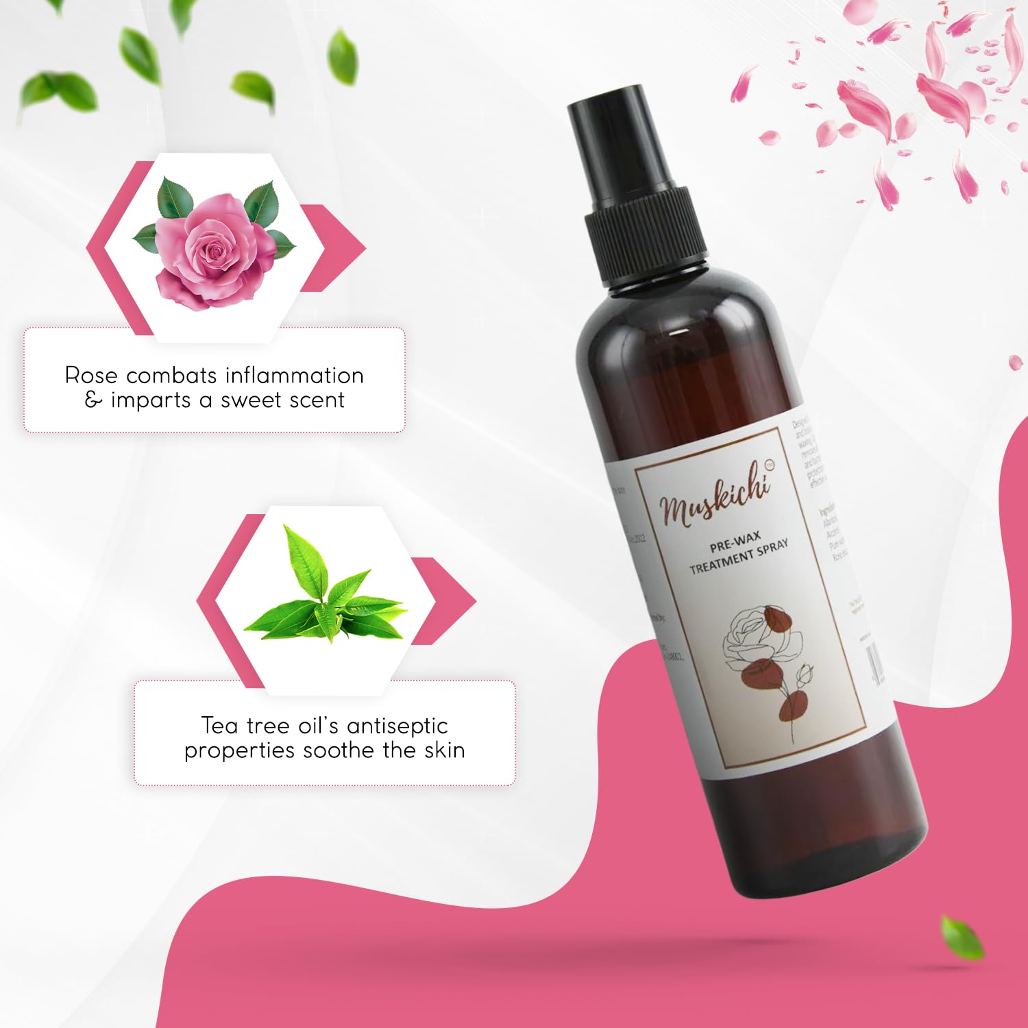 **MUSKICHI Pre Wax Gel & After Wax Gel Set - 200ml Each with Natural Rose & Tea Tree Oil Extracts | Hydrating & Skin Softening Pre-Wax Treatment | Paraben-Free, Chemical-Free (Pack of 2) | Ideal for Waxing, Hair Removal & Smooth Skin Care**
