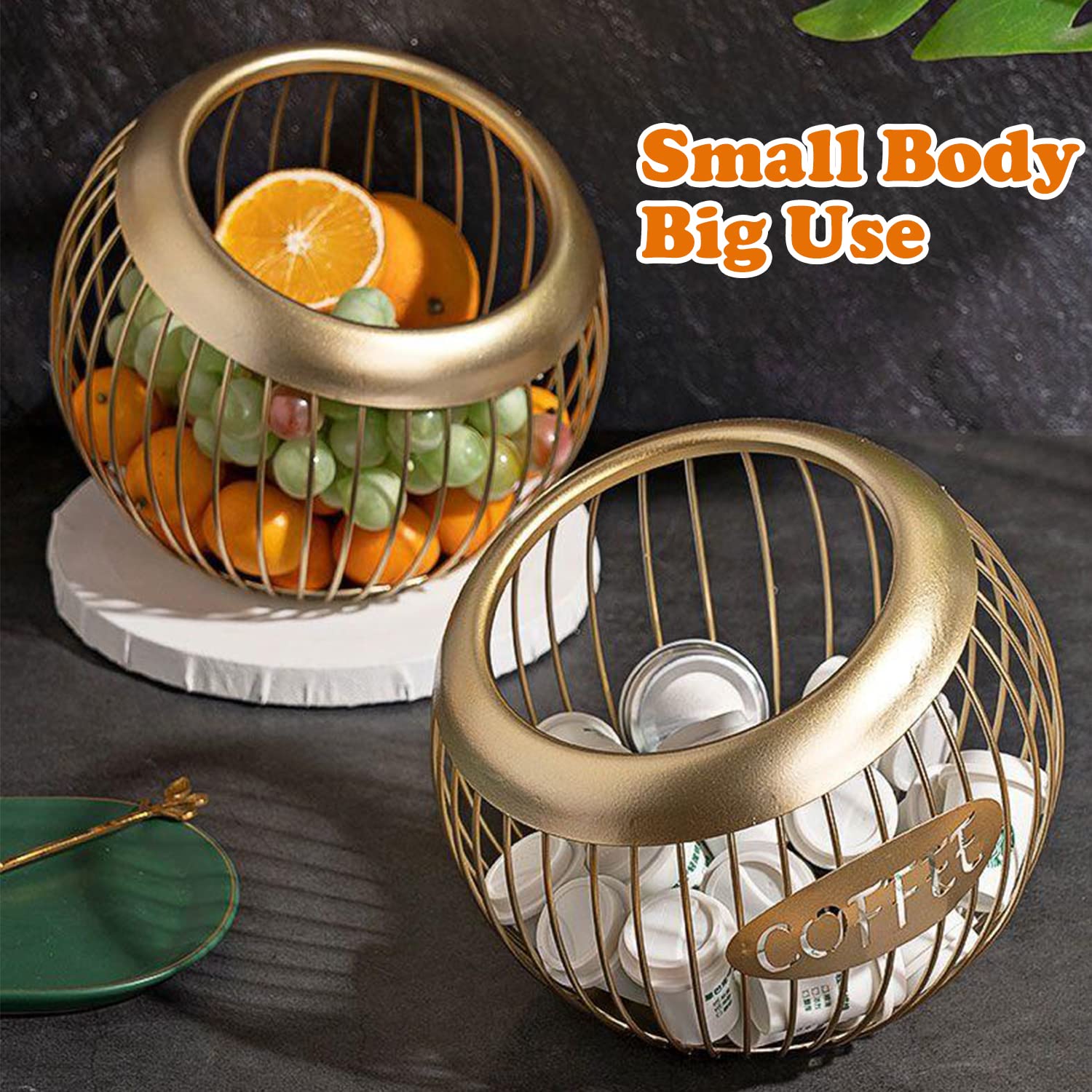 Large Capacity 30+ K Cup Holder - Metal Coffee Pod Storage Organizer for Keurig & Nespresso Capsules - Countertop Organizer for Home & Office Kitchen (Gold) - Perfect for Coffee Stations & Small Spaces