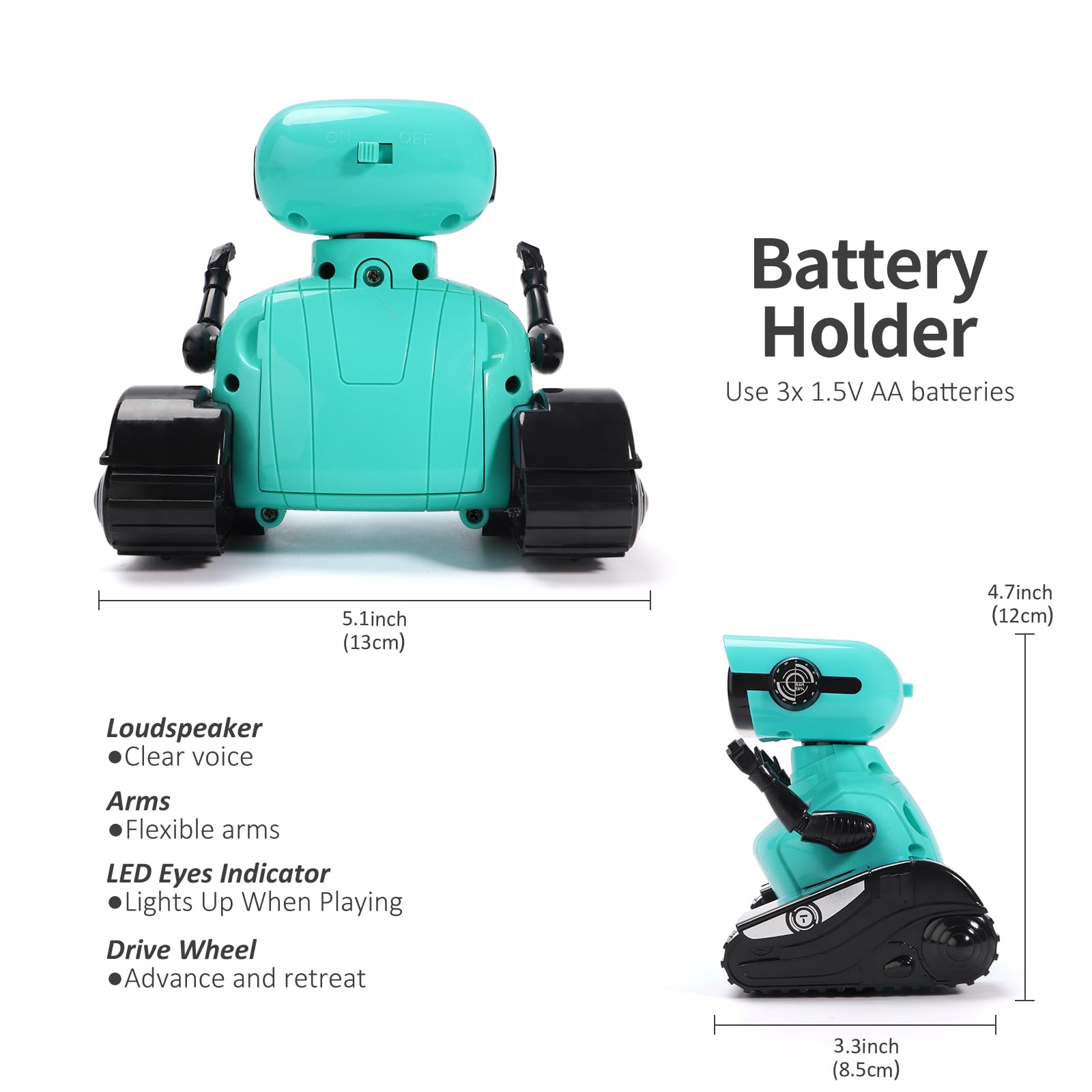 GILOBABY Remote Control Robot Toy for Kids - Interactive RC Robot with LED Eyes, Flexible Head & Arms, Dancing & Music - STEM Learning Toy for Boys & Girls Ages 3+ (Blue) | Perfect Birthday Gift & Fun Playtime Companion