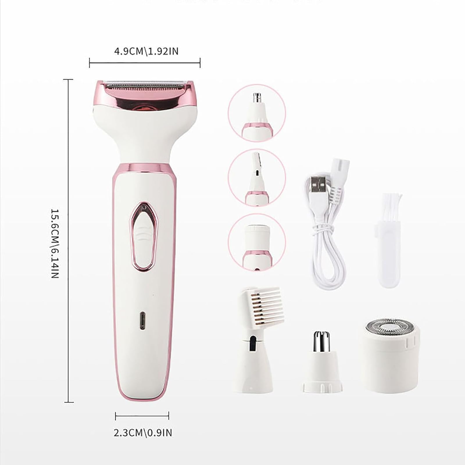 4-in-1 Electric Shaver for Women - Rechargeable Lady Shaver with Multiple Attachments for Legs, Underarms, Bikini & Face | Smooth & Painless Hair Removal at Home or Travel | Taletseten Brand (1pc)