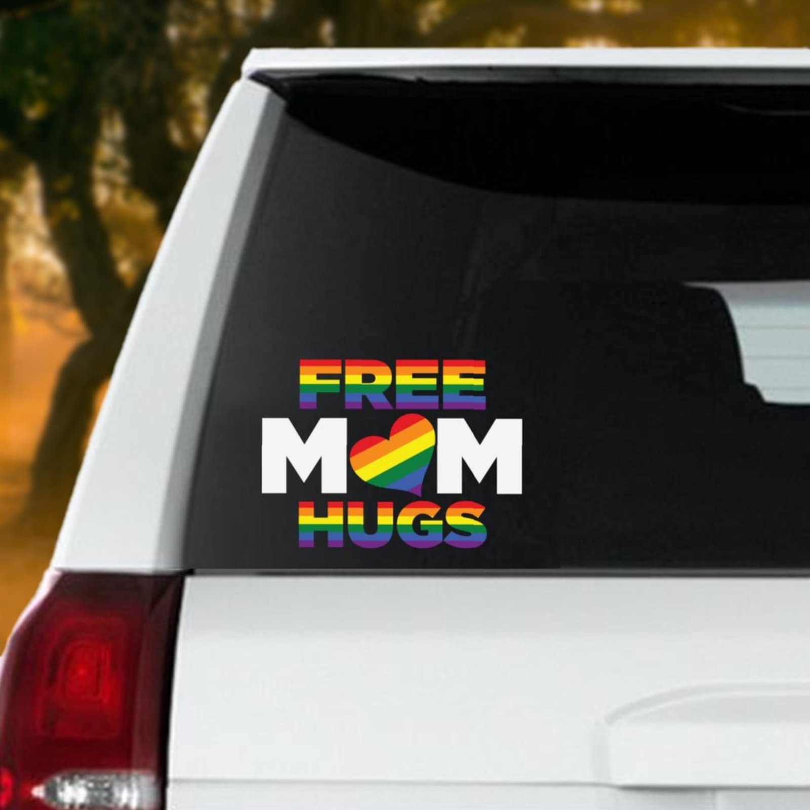 Free Mom Hugs LGBT Car Decals - Rainbow Pride Equality Vinyl Stickers for Cars, Trucks, Windows & Laptops - Show Support for Gay, Lesbian & LGBTQ+ Community (Great for Pride Events, Daily Commute & Office Decor)