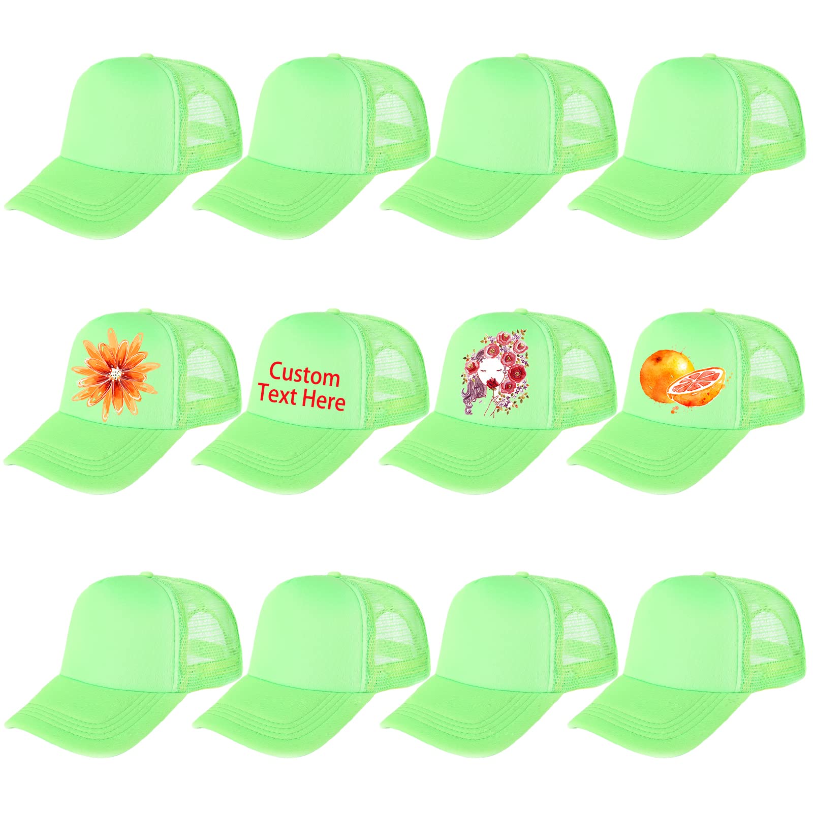 Ultrafun 12 Pack Trucker Hats - Breathable Mesh Summer Baseball Caps with Sublimation Ready Blank Design, Adjustable Snapback for Men & Women - Perfect for Outdoor Activities, Sports Events and Casual Wear
