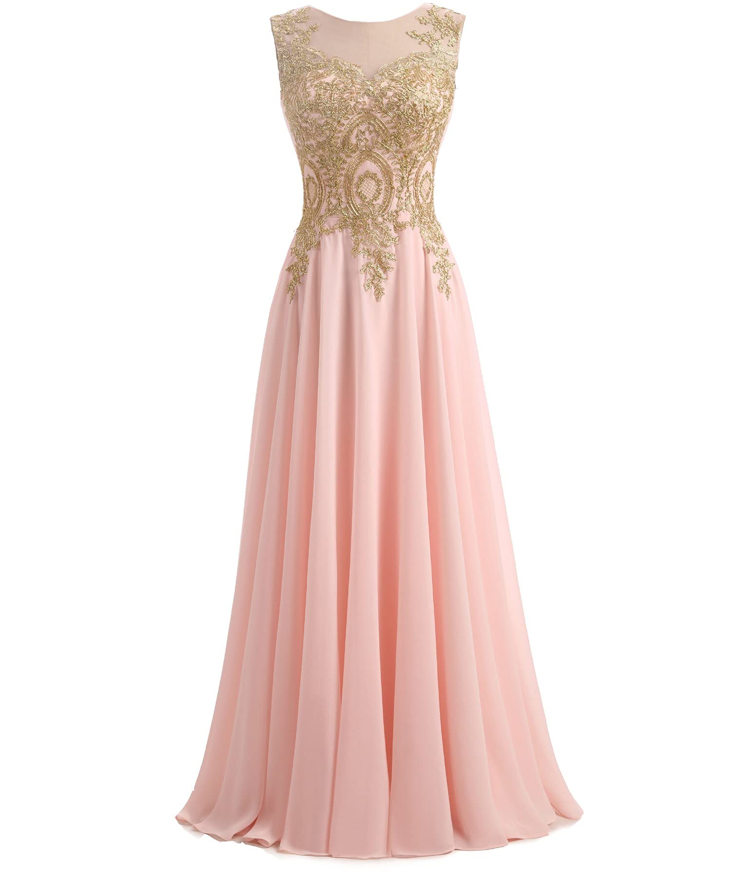 Elegant Gold Lace A-Line Long Chiffon Formal Dress for Women | Corset Prom Evening Gown | Perfect for Weddings, Galas & Special Occasions