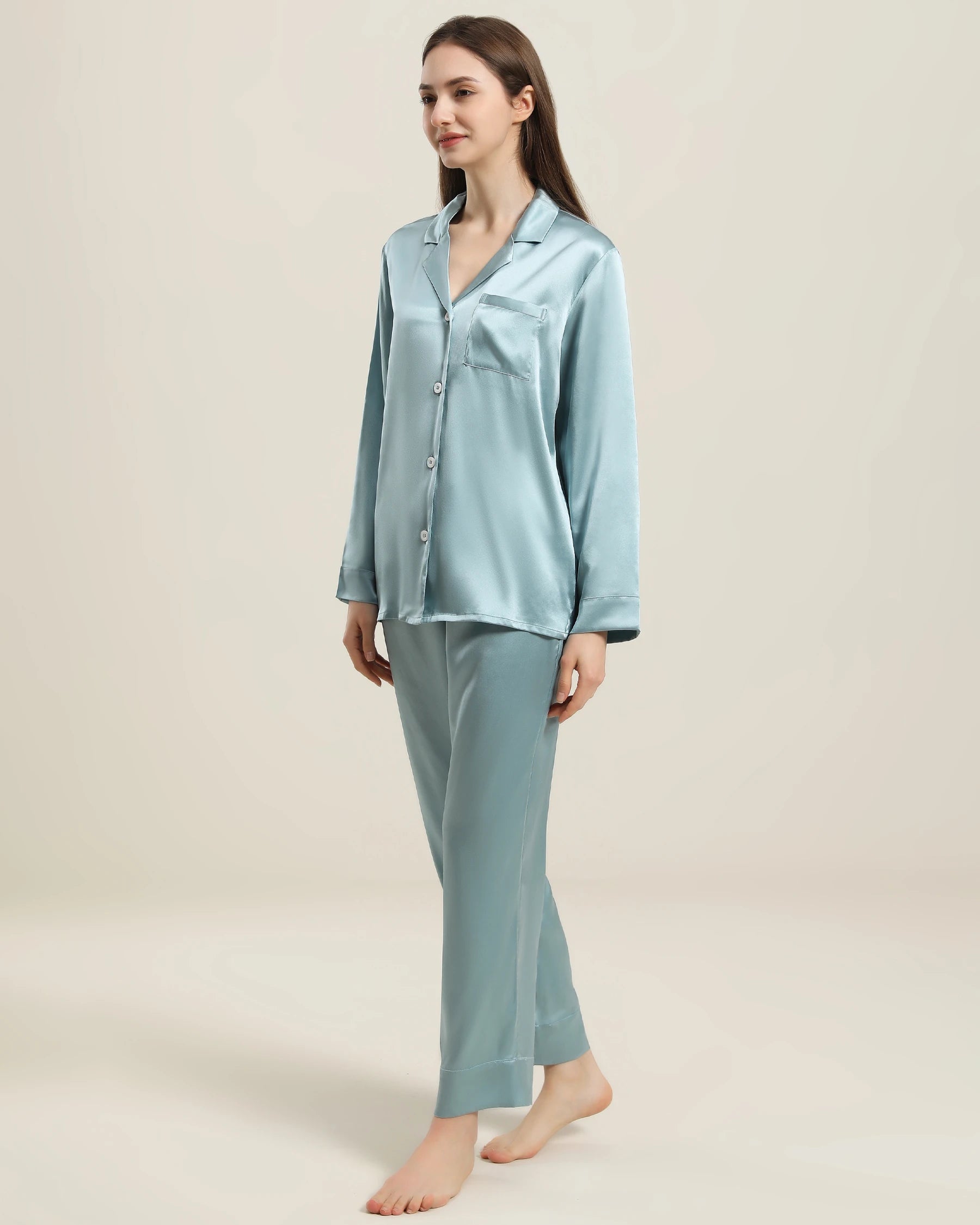Luxury Women's Silk Pajama Set - Soft 100% Mulberry Silk Two-Piece Sleepwear for Women, Perfect for Relaxing at Home, Spa Days & Romantic Getaways