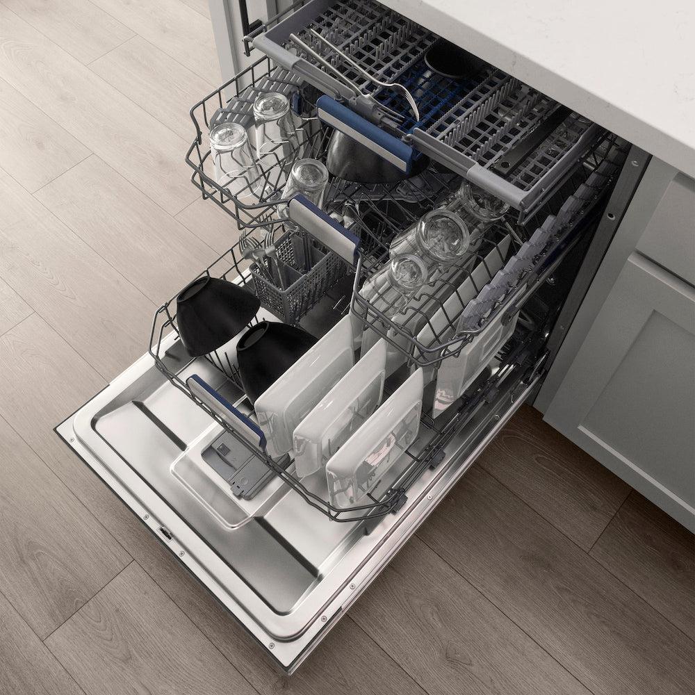 ZLINE Autograph Edition 24-inch 3rd Rack Top Control Tall Tub Dishwasher - Stainless Steel with Matte Black Handle, 51dBa Ultra Quiet (DWVZ 304 24 MB) - Perfect for Modern Kitchens and Open-Concept Homes