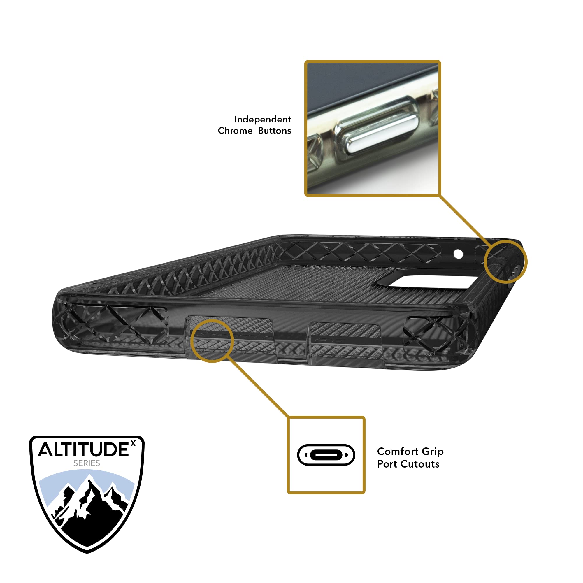 Cellhelmet Altitude X Series Rugged Case for Samsung Galaxy A03S - Shockproof & Drop Protection - Black - Perfect for Outdoor Adventures & Daily Use