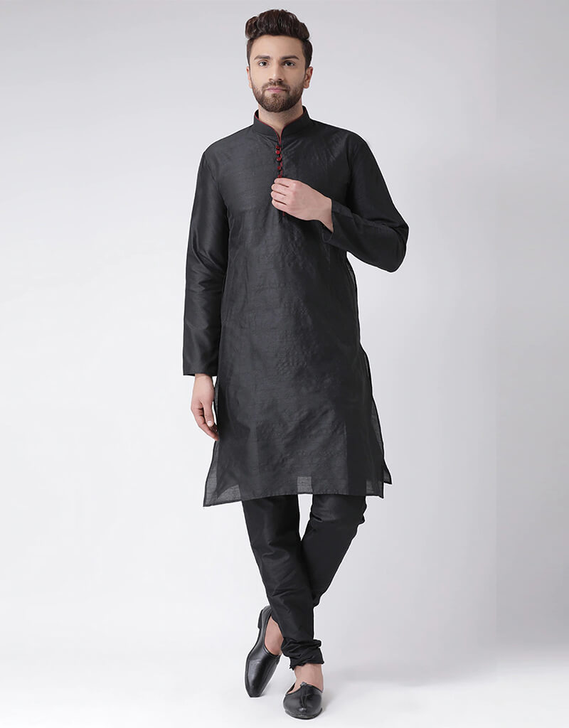 Black Kurta Dhupion Silk Chudidaar - Elegant Indian Traditional Outfit for Women | Perfect for Festivals, Weddings & Special Occasions