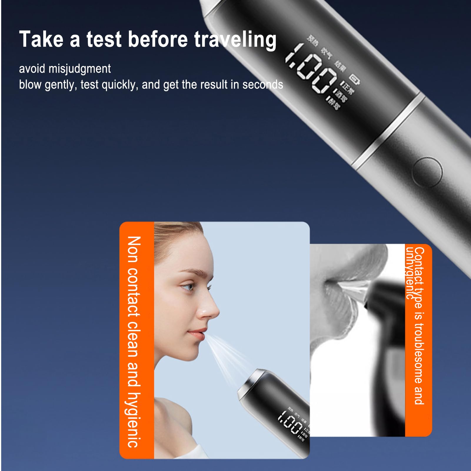 **Digital Breathalyzer - Portable Alcohol Tester with LED Display, Personal Liquor Detector for Accurate BAC Measurement | Ideal for Home, Car, and Workplace Safety Checks**
