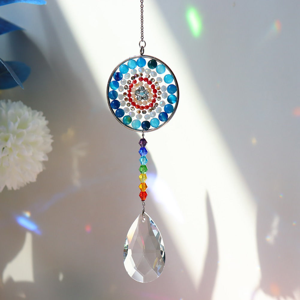 Chakra Circle Crystal Suncatcher - Healing Energy Window Decor for Meditation & Yoga Spaces | Spiritual Home & Office Decoration