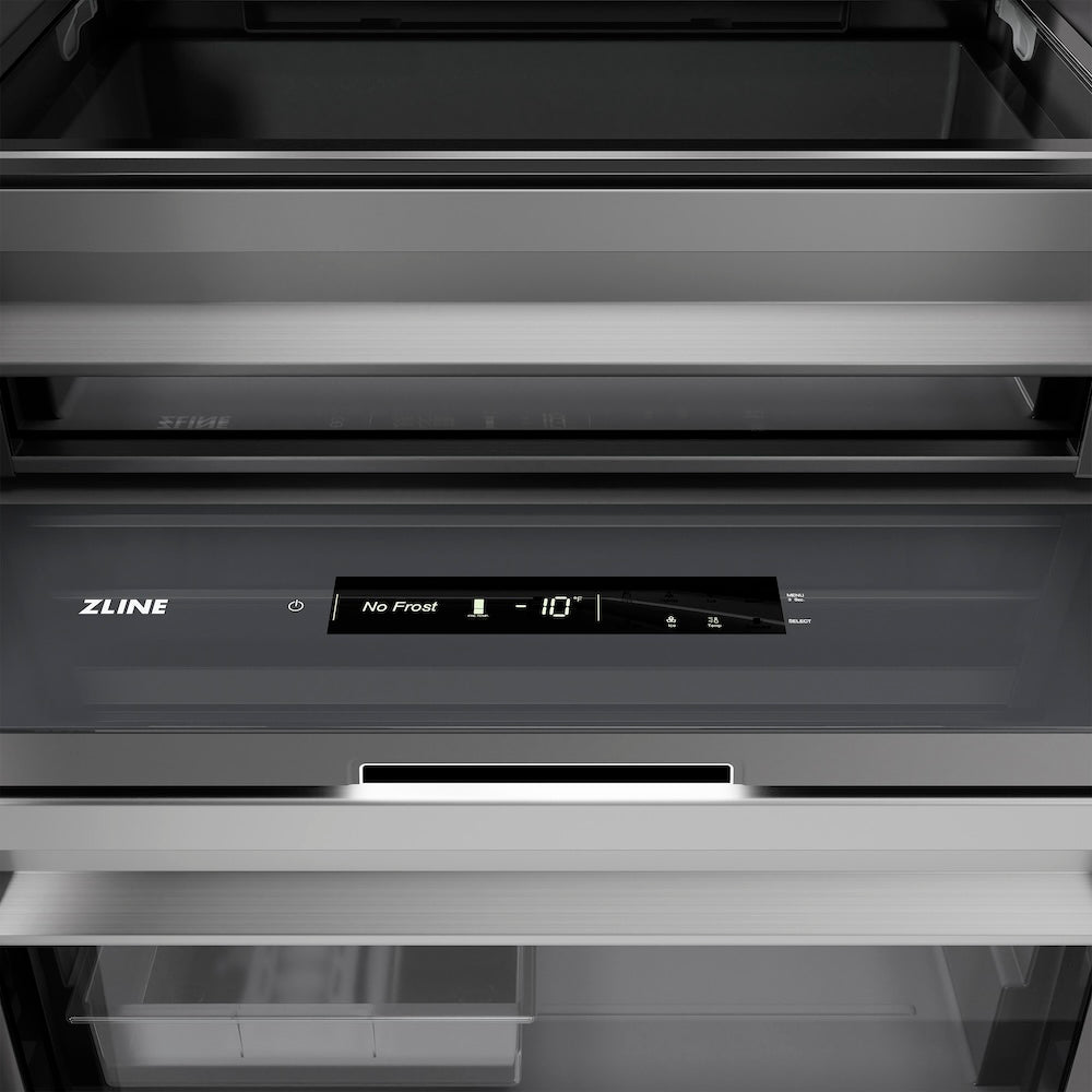 ZLINE Autograph Edition 18 Inch 8.6 cu ft Right Hinge Column Freezer - Stainless Steel with Graphite Gray Interior & Matte Black Accents (RCFVRZ SN 18 MB) | Perfect for Home Kitchen, Basement, Garage & Commercial Use