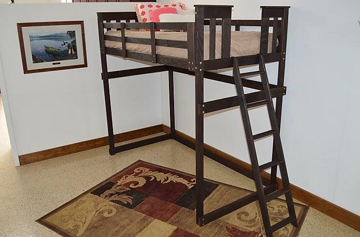 A&L Furniture Mission Style Loft Bed with End Ladder - Space Saving Twin Size Bed for Kids & Teens - Perfect for Small Bedrooms, Dorm Rooms & Studio Apartments