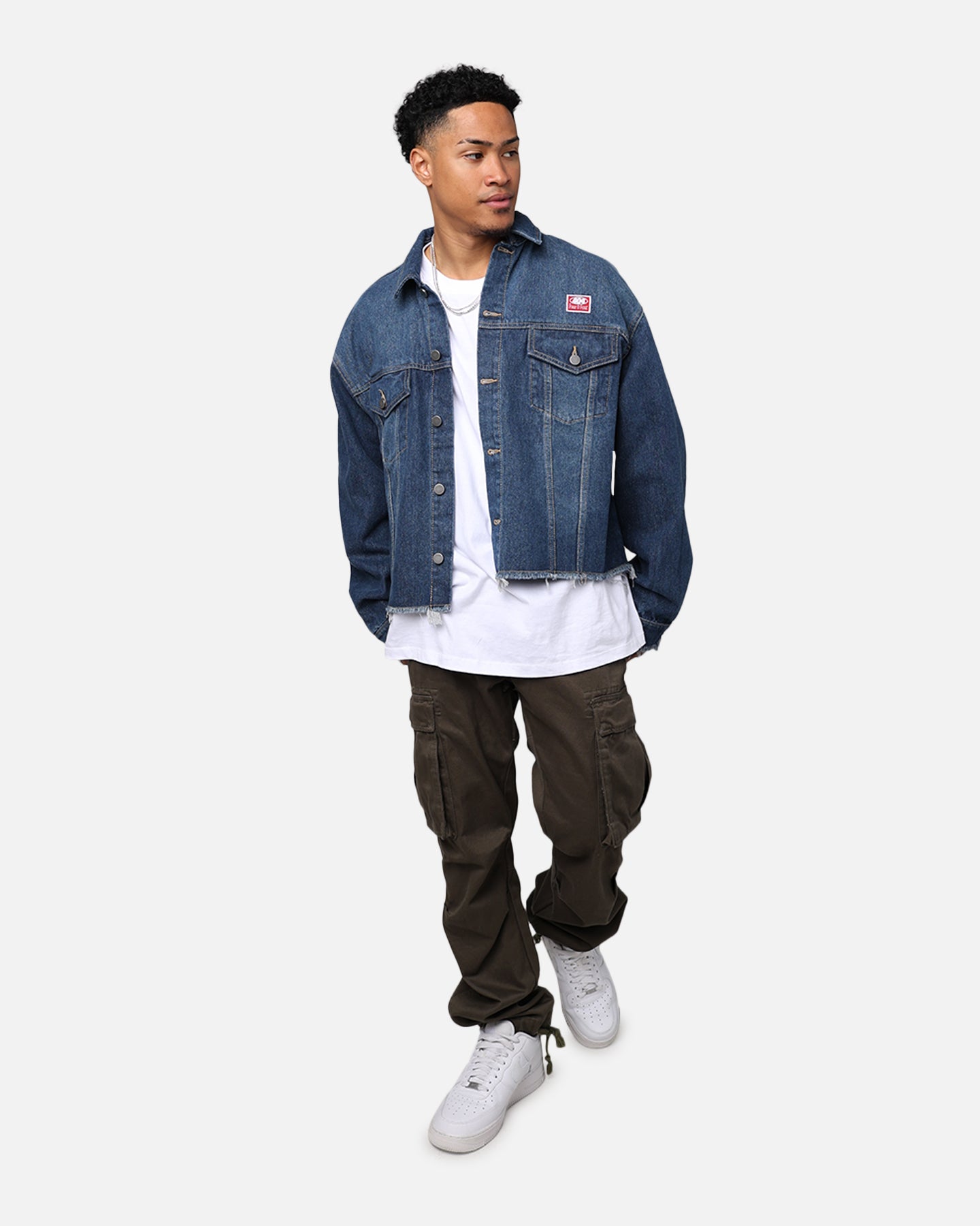 404 Cropped Denim Jacket for Women - Indigo Washed Denim Jacket - Stylish Short Jean Jacket for Spring & Summer Outfits | Perfect for Casual Wear, Street Style & Music Festivals