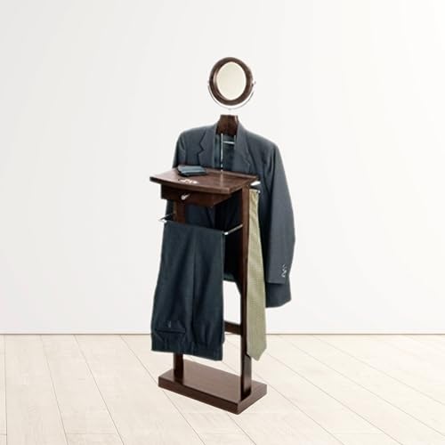 Dark Espresso Wooden Valet Stand with Drawer - Premium Entryway Organizer for Keys, Wallets & Watches | Perfect for Bedroom, Closet or Foyer Organization
