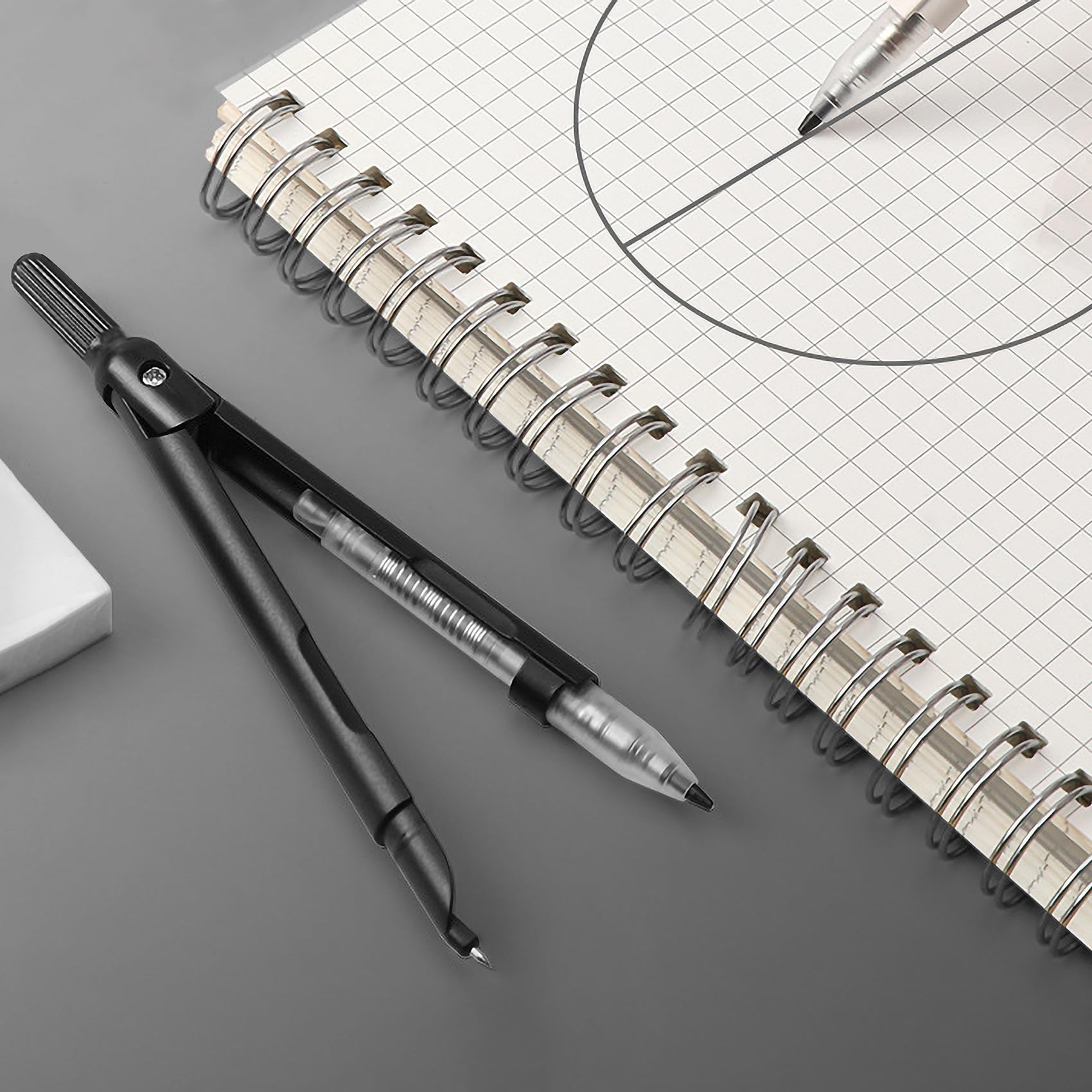 Premium Metal Compass for Geometry, Drawing & Woodworking - Professional Drafting Tool with Eraser & Lead Refills - Perfect for Students, Architects & DIY Projects - Ideal for Classroom, Office & Workshop Use