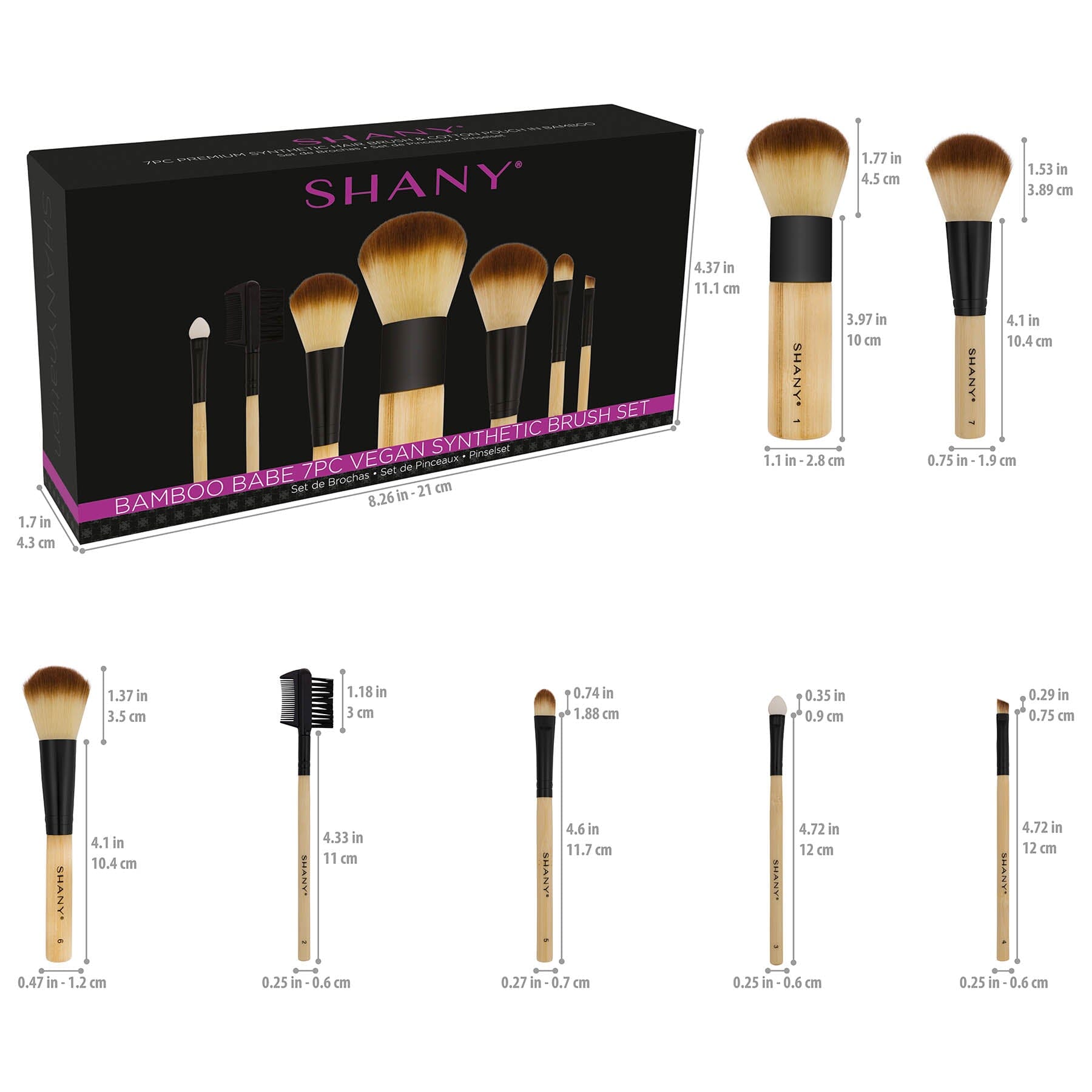 Premium 7-Piece Pure Bamboo Brush Set with Soft Synthetic Bristles & Cotton Pouch | Eco-Friendly Makeup & Skincare Tools for Professional & Home Use
