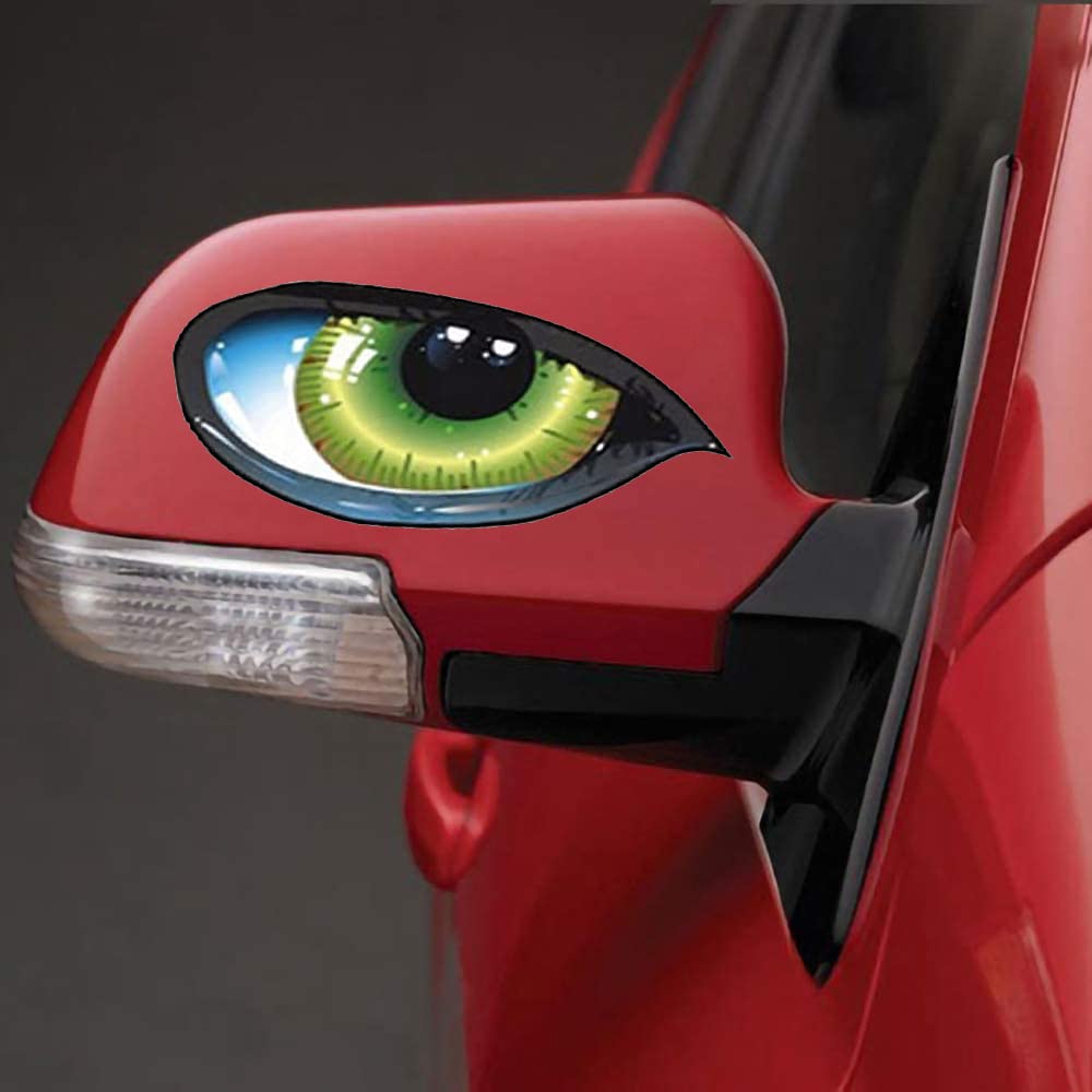 Funny 3D Cat Green Eyes Car Decal Sticker Set (1 Pair) - Universal Fit for All Vehicle Side Mirrors & Rearview Mirrors | Cute Auto Accessories for Car Lovers, Perfect for Personalizing Your Ride & Showing Your Love for Cats