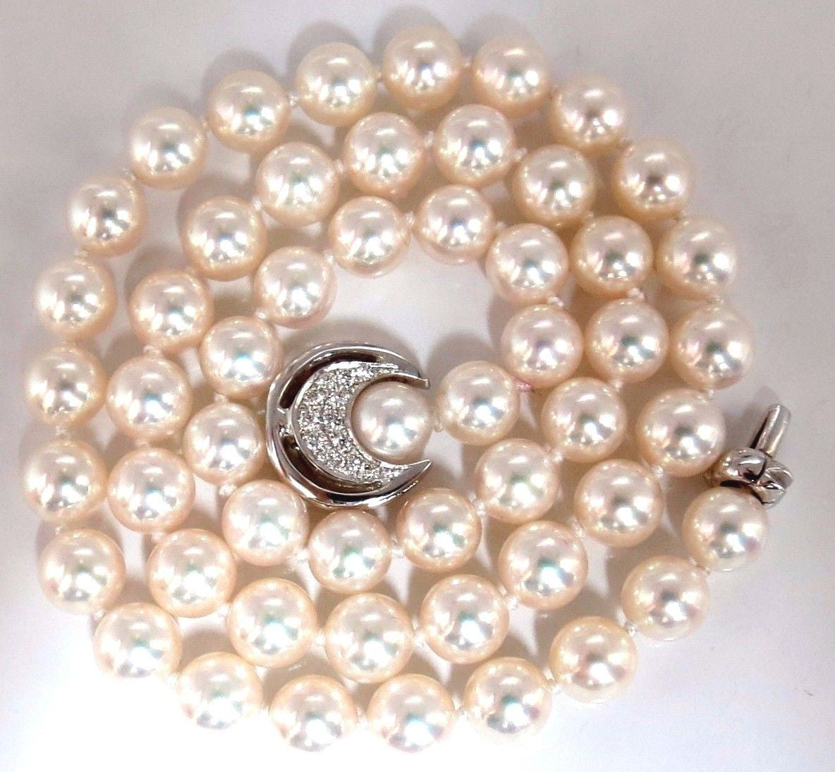 GIA Certified 53 Natural Akoya Pearls Necklace - 18kt White Gold Saltwater Cultured Pearls for Women | Elegant Jewelry Gift for Wedding, Anniversary & Special Occasions