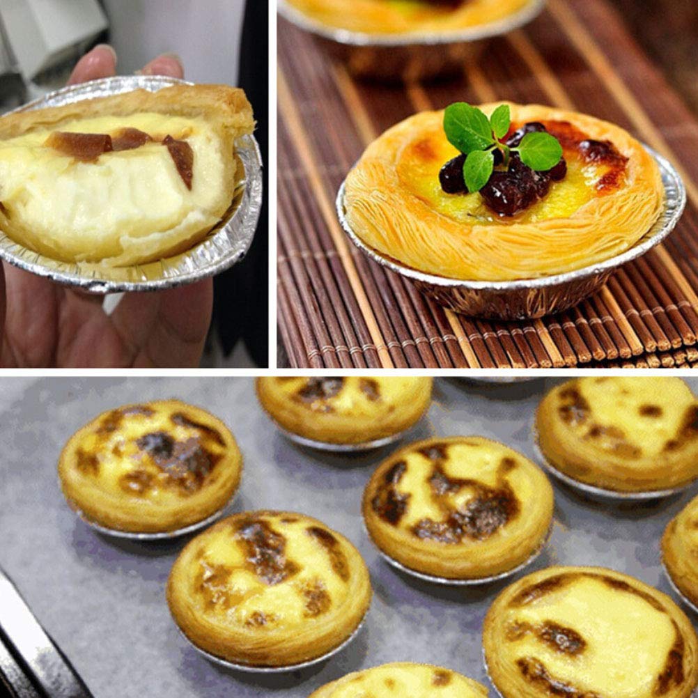 250pcs Aluminum Foil Muffin Cupcake Baking Cups - Round Tartlet Molds for Egg Tarts, Caramel Pudding & Desserts | Reusable Baking Tins for Home, Party & Professional Use