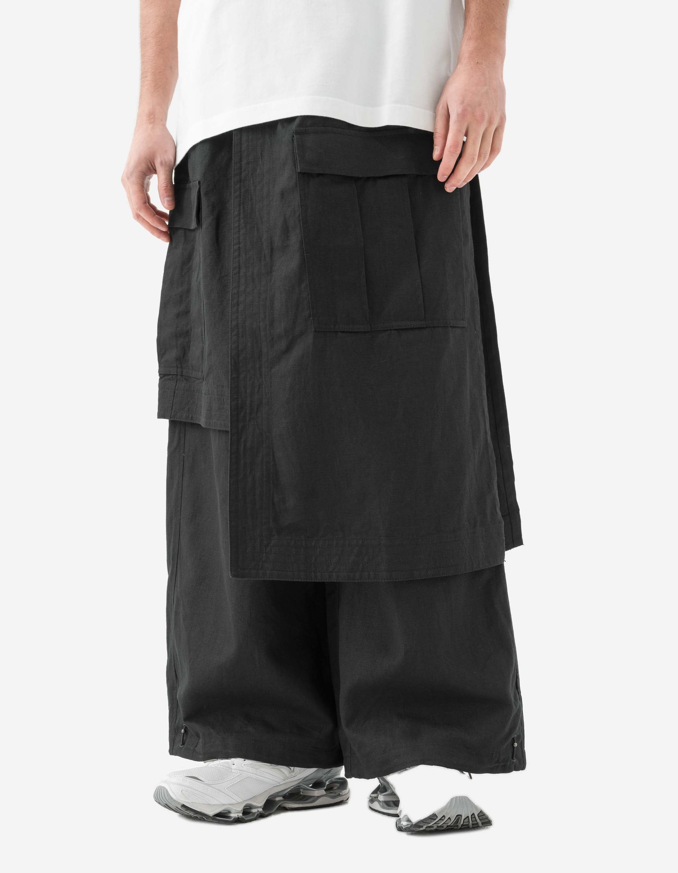 6008 Cobra Asym Cargo Hakama Pants Black - Streetwear Fashion for Men | Urban Style, Comfort & Versatility | Perfect for Casual Outfits, Gym Wear & Outdoor Activities