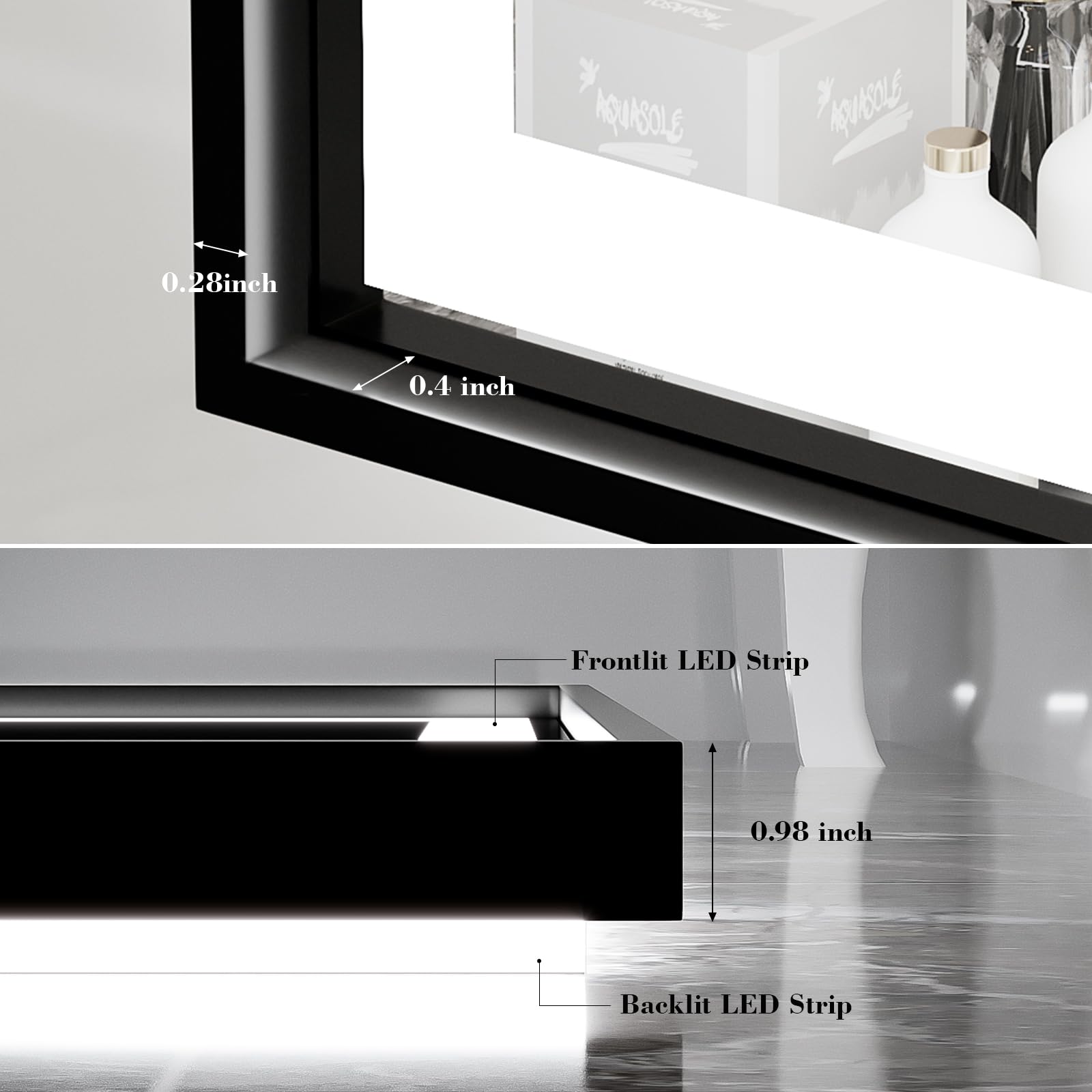 24x32 Inch LED Bathroom Mirror with Frontlit & Backlit - Black Metal Frame Anti-Fog Vanity Mirror with Stepless Dimmable Lights - Perfect for Makeup, Shaving & Home Decor