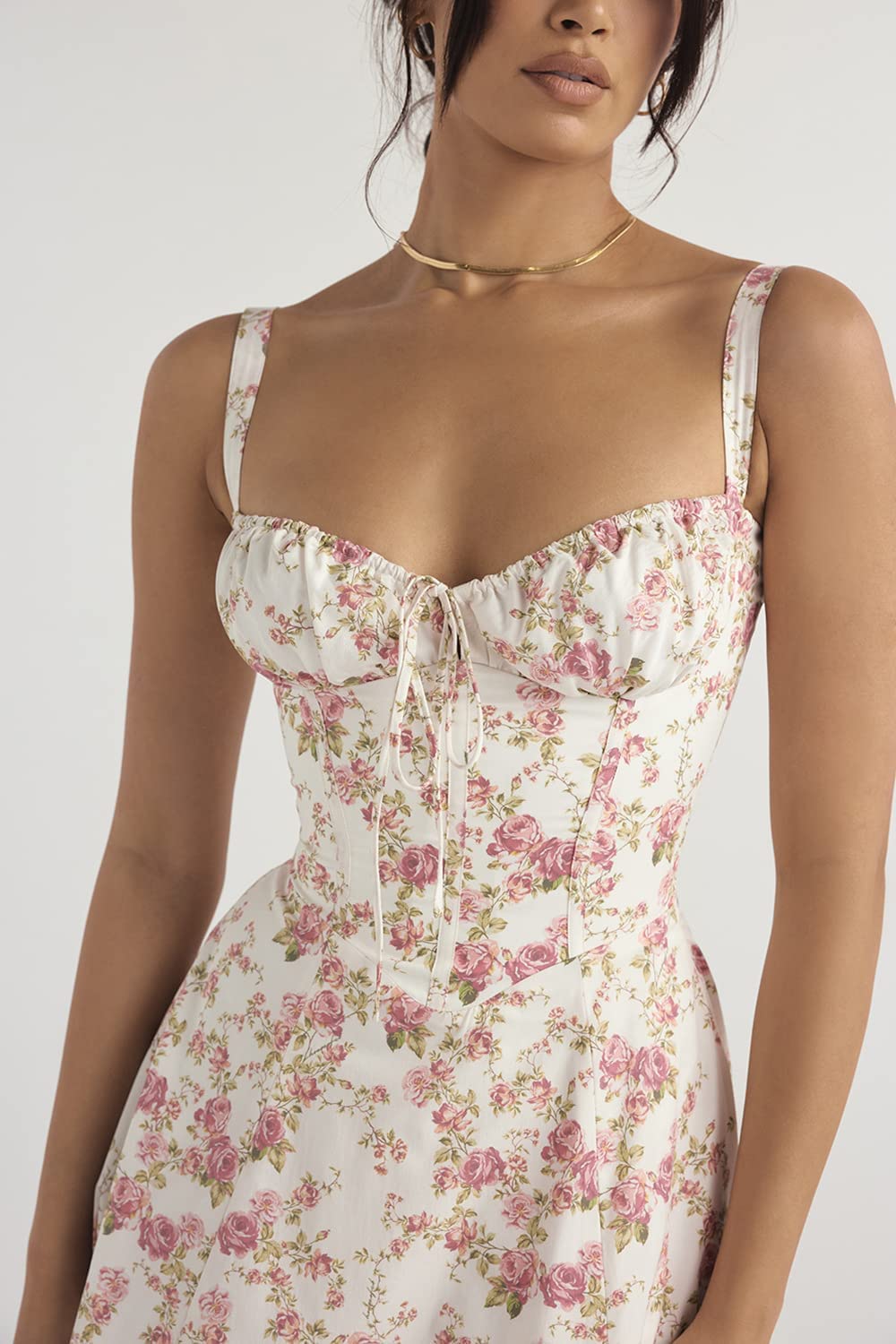 Floral Bustier Waist Shaper Dress for Women - Sexy Printed Sundress with Thigh Slit | Perfect for Summer Vacations, Beach Parties & Date Nights