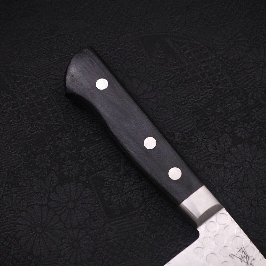 Premium Santoku Knife 7 Inch - Blue Steel #2 Tsuchime Damascus Stainless Clad with Ergonomic Western Handle - Perfect for Slicing, Dicing & Chopping Vegetables, Meat & Fish