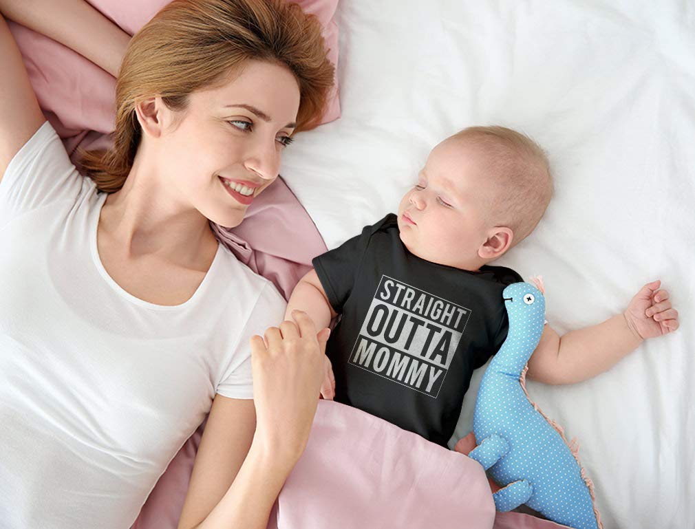 Funny Newborn Baby Bodysuit - Straight Outta Mommy Outfit for Boys & Girls | Perfect New Mom Gift for Baby Showers & Photoshoots