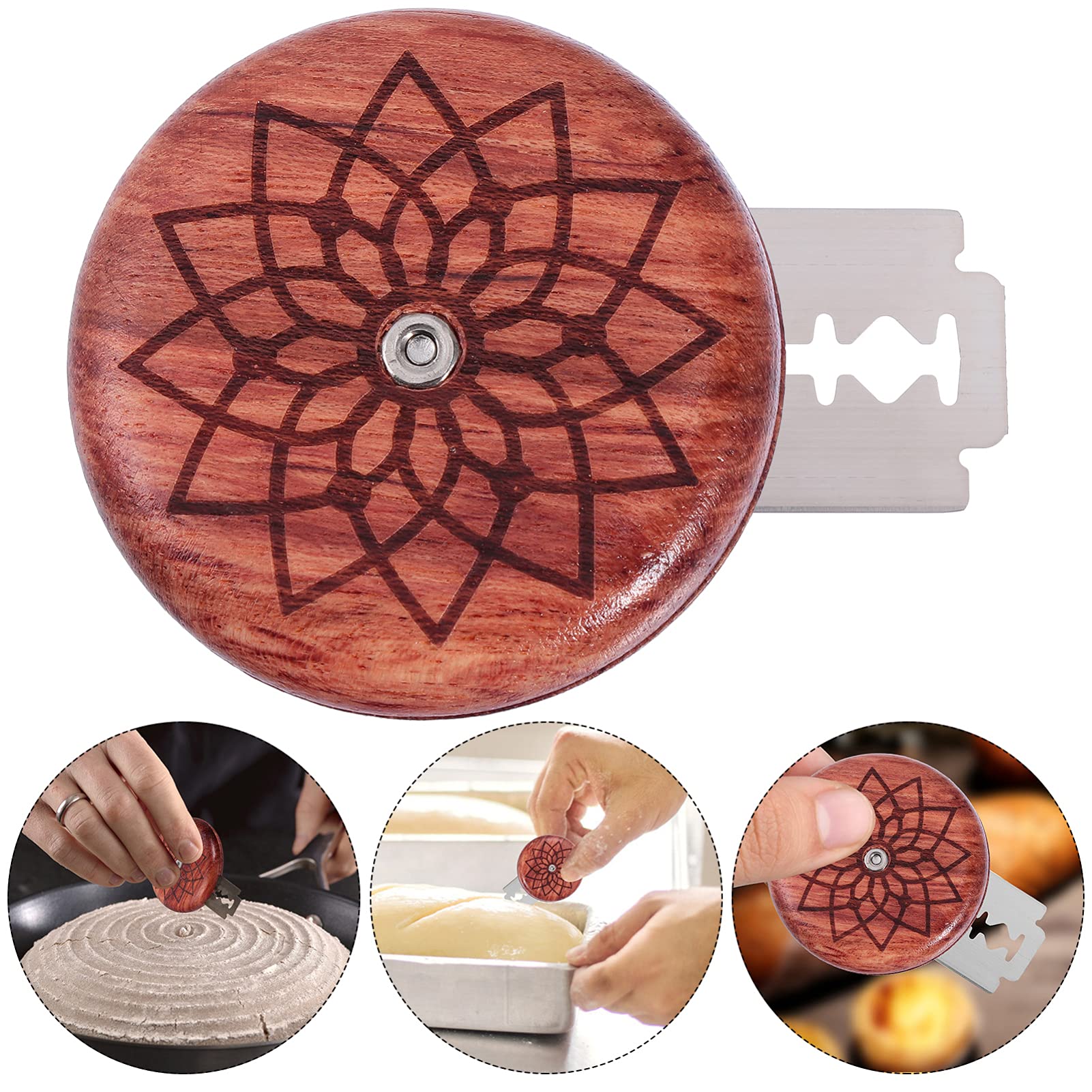 DOITOOL Wooden Bread Lame Cutter with 5 Razor Blades - Professional Dough Scoring Tool for Sourdough Bread Baking | Perfect for Artisan Bakers & Home Baking Enthusiasts | Ideal for Creating Beautiful Bread Patterns