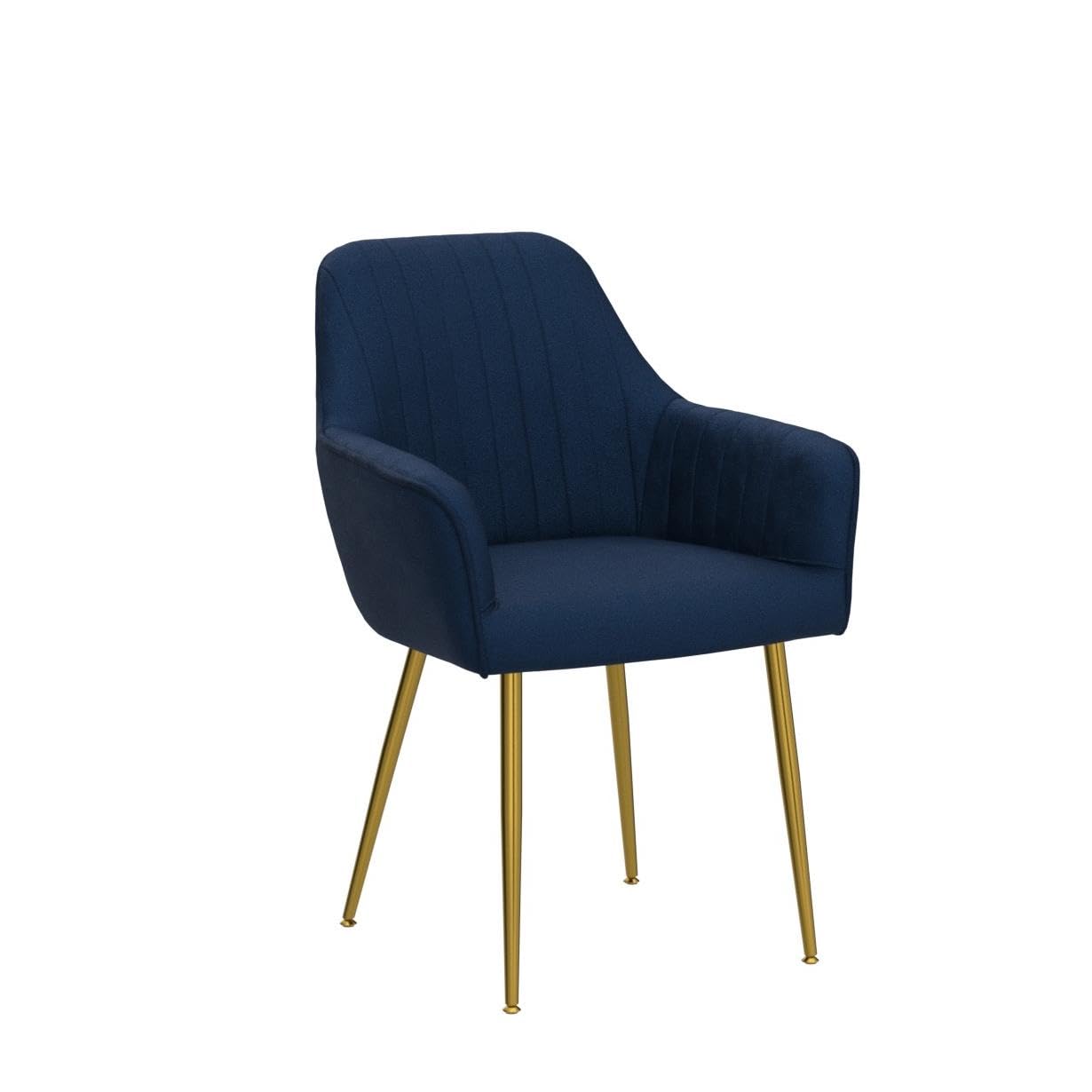 Luxury Velvet Dining Chairs Set of 2 - Blue Upholstered Modern Accent Chairs with Gold Metal Legs for Living Room, Bedroom, or Office - Comfortable Armchairs for Home Decor & Entertaining