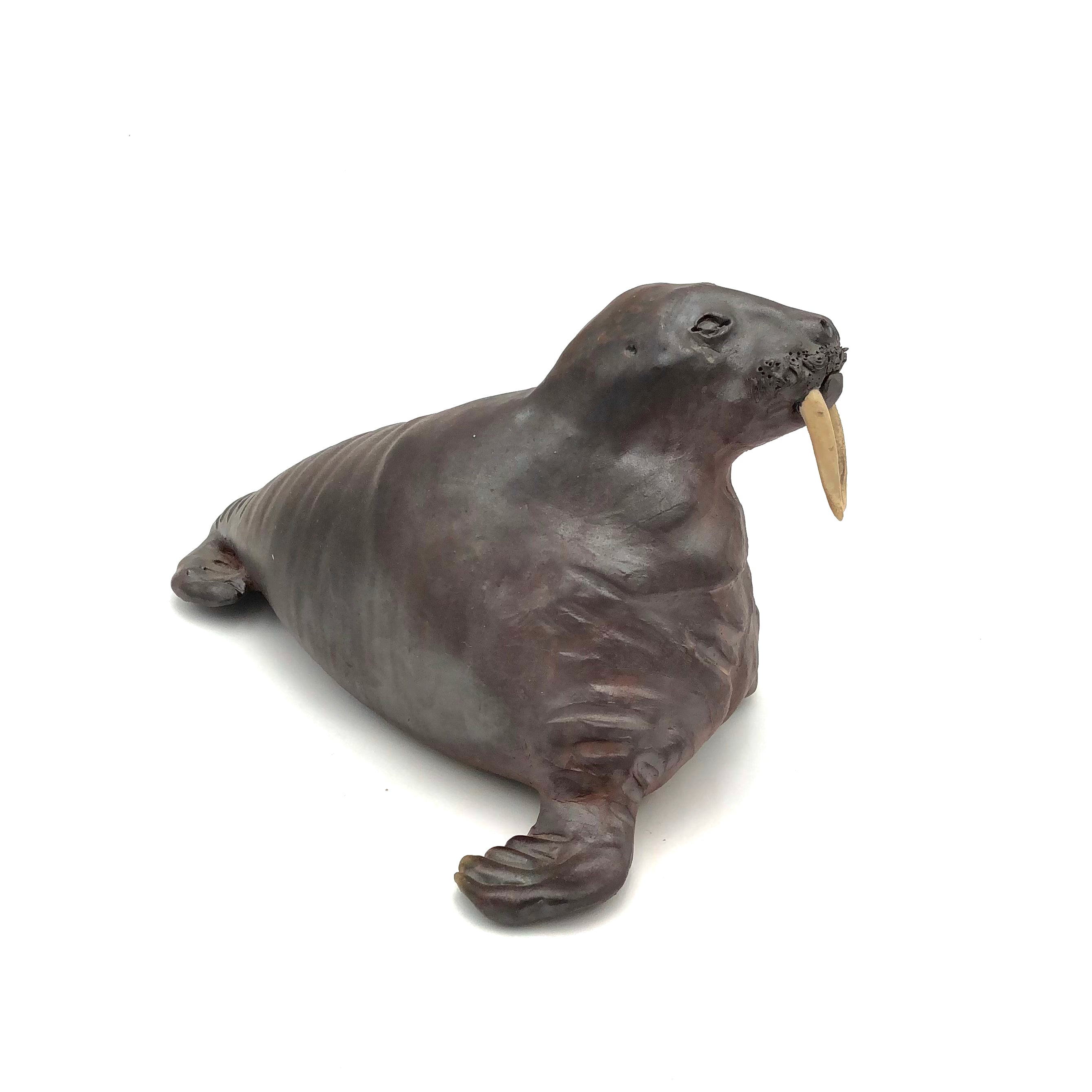 Brian Horsch Wood Fired Ceramic Sculpture - Large Walrus Statue, Handmade Pottery Art for Home Decor, Office Display & Gift Giving