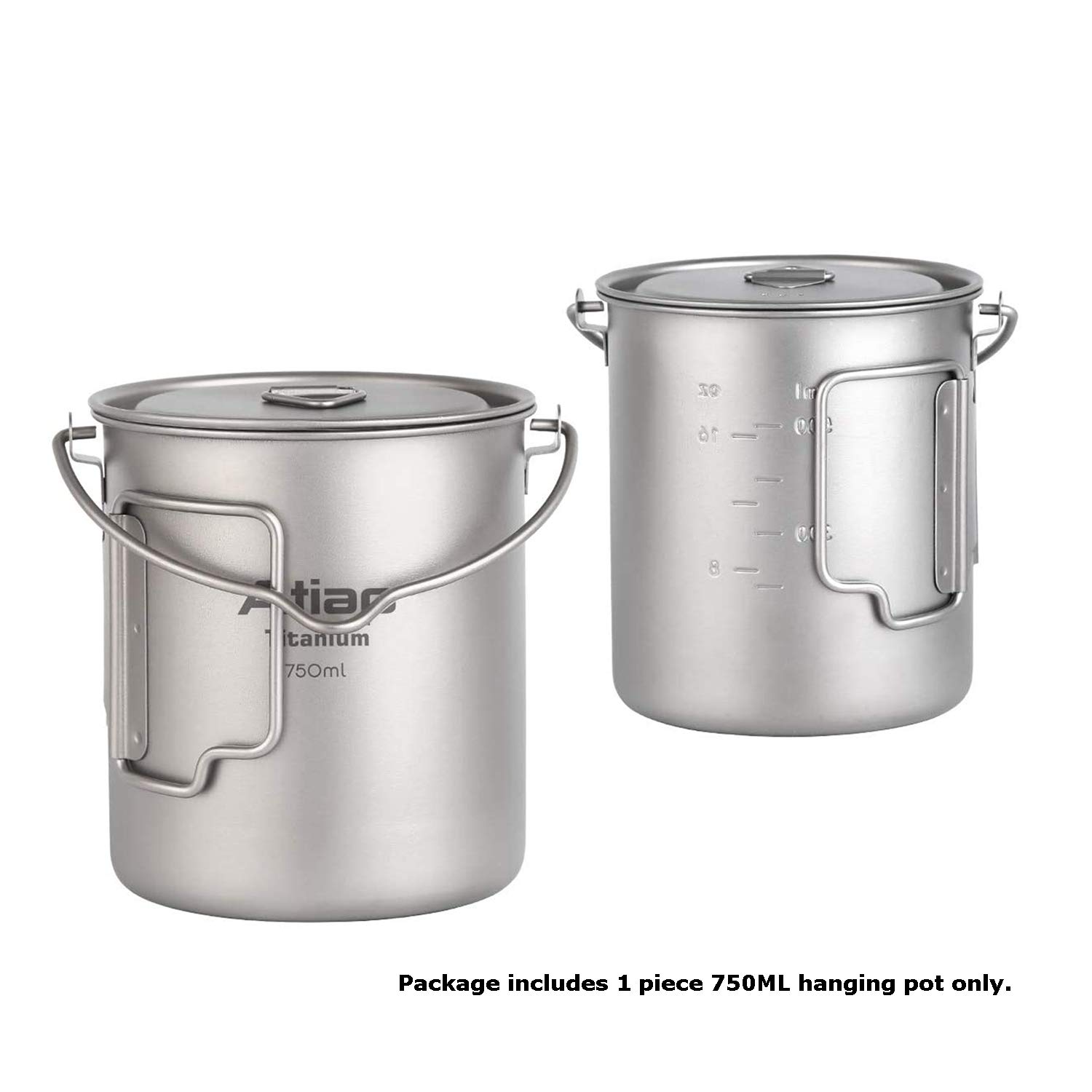750ml Titanium Camping Pot with Lid & Foldable Handle - Ultralight Backpacking Cookware, Coffee Mug & Cooking Pot for Hiking, Camping & Outdoor Adventures