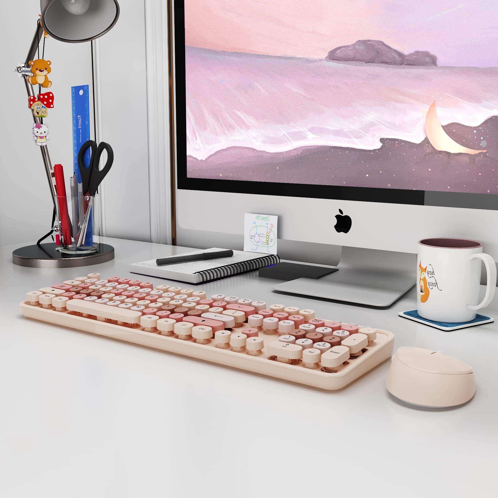 Wireless Keyboard and Mouse Combo - 2.4GHz Ergonomic 104-Key with Number Pad for Windows PC, Laptop, Desktop - Chocolate Color - Perfect for Office Work, Gaming & Home Computing