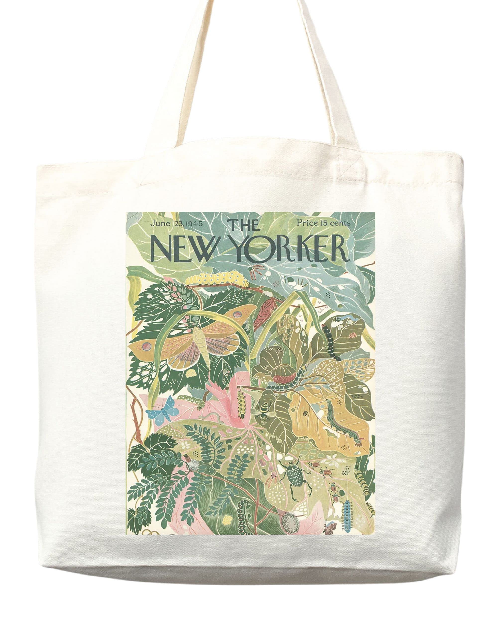 The New Yorker Tote Bag - Stylish Canvas Tote with Magazine Art Print | Perfect for Shopping, Beach, Work & Everyday Use (Tote Bag Only)